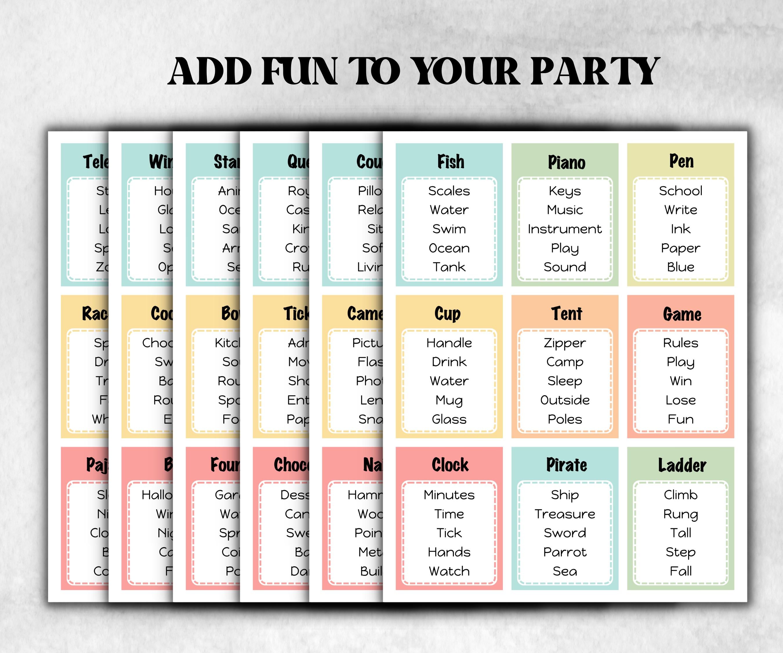 Kids taboo game, vacation forbidden words, pool party, juniors summer game, family games, teen taboo, family reunion, indoor family game-Mother's/Father'sDay -TheHustlingCatLady-Party Games