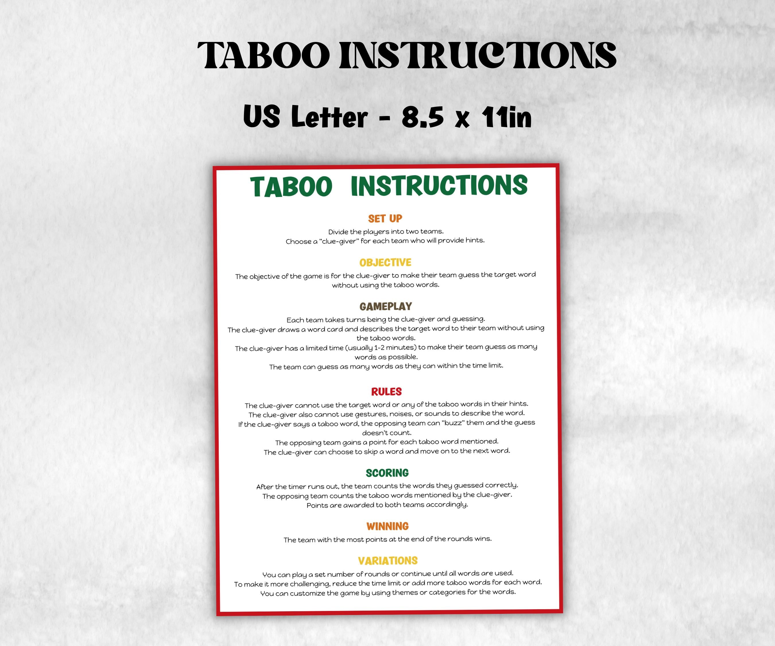 Cinco De Mayo Party Taboo Game, Mexican Kids and Adults Party, Mexican Fiesta Fun, Family Game Night, Summer Fiesta, BBQ party, Pool Party-Holidays -TheHustlingCatLady-Party Games