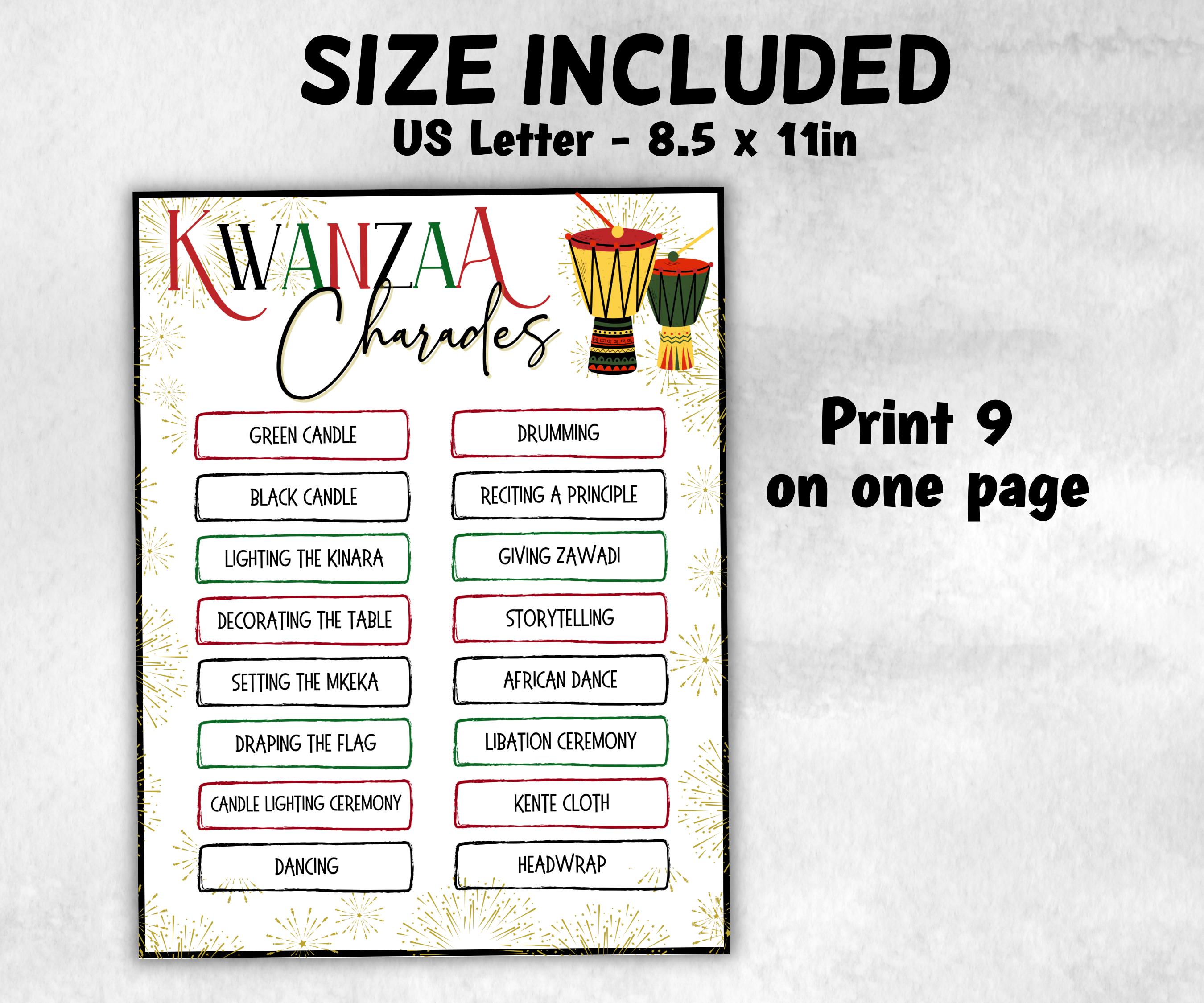 Kwanzaa charades Game, African Kids Adults Party, Group religious tradition game, Act or Draw Family Game Night, Kinara African Culture-Holidays -TheHustlingCatLady-Party Games