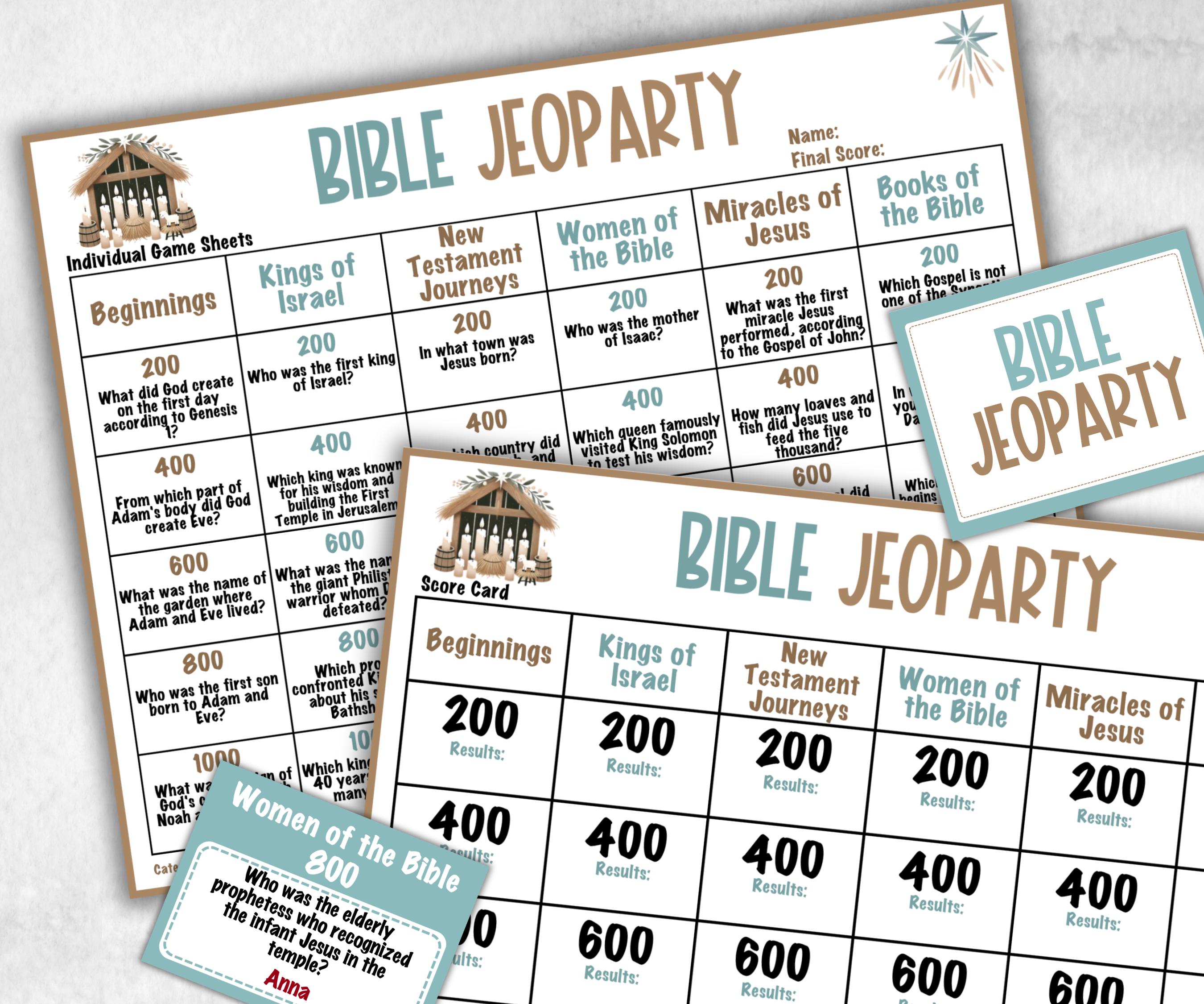 Bible Jeoparty Sunday School Game, Christian Bible Study, Youth Group, Womens Ministry, Printable kids adults game, Group Bible Retreat game-Christmas -TheHustlingCatLady-Party Games