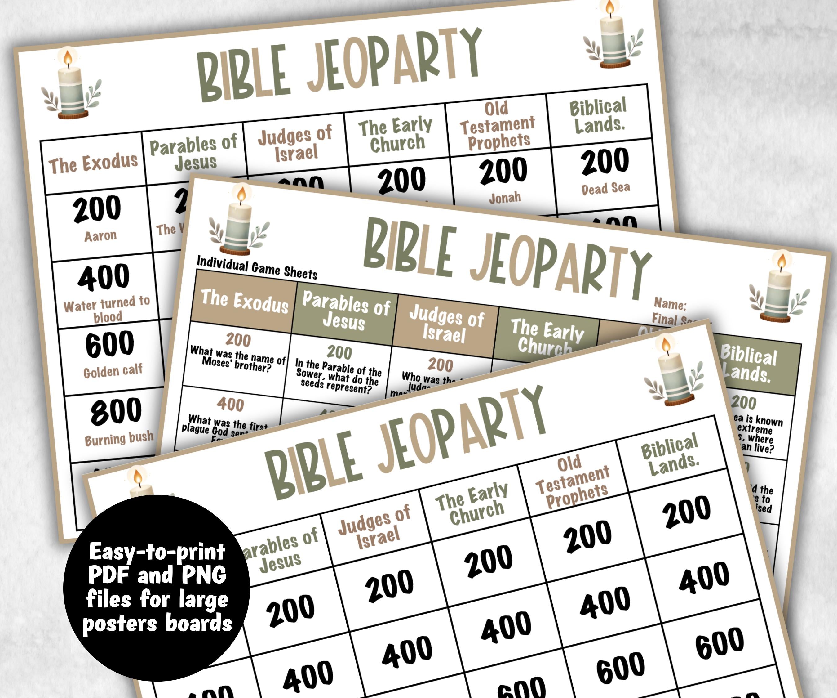 Christian Bible Study game, Bible Jeoparty Sunday School, Youth Group, Womens Ministry, Printable kids adults game, Group Bible Retreat game-Christmas -TheHustlingCatLady-Party Games