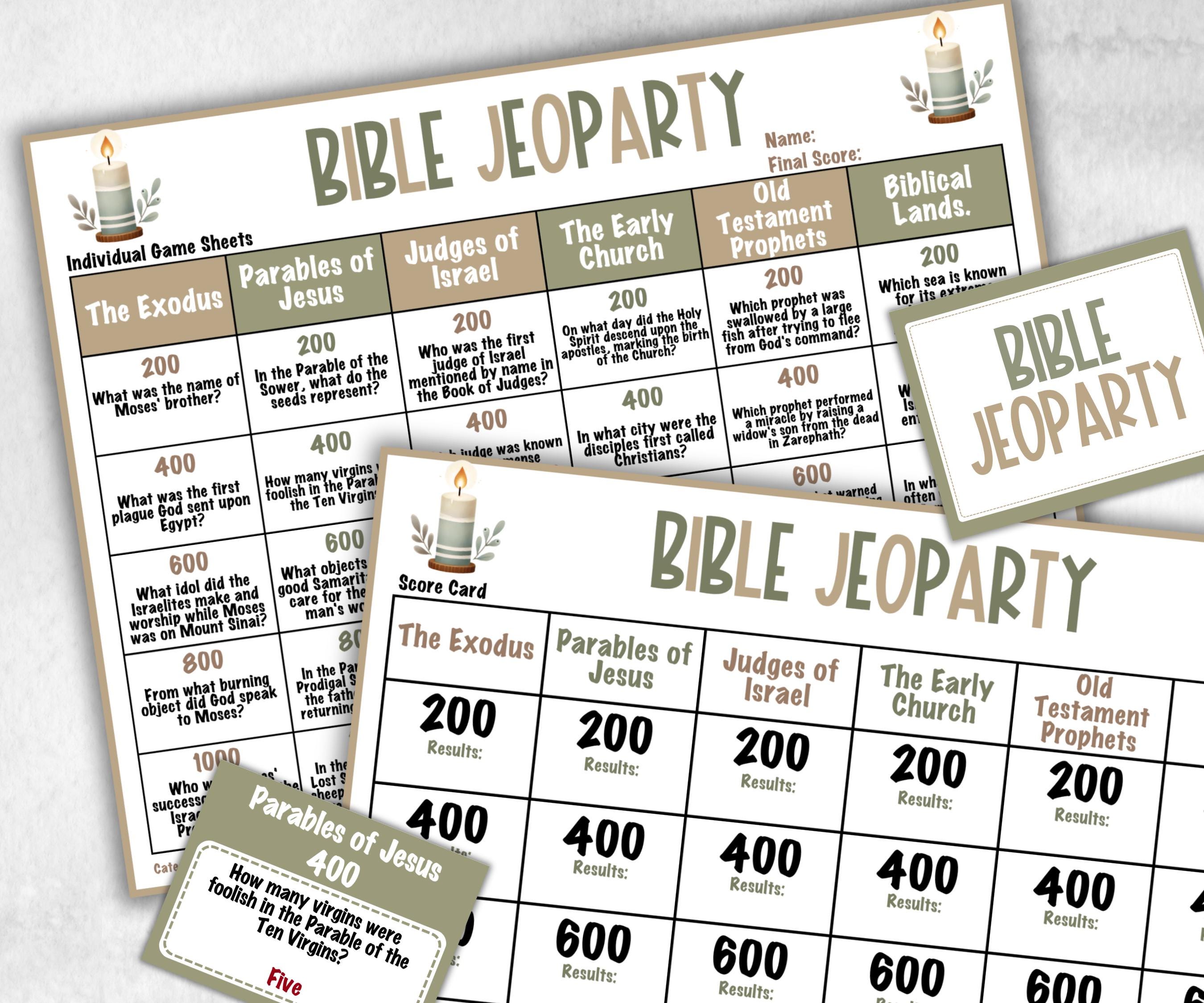 Christian Bible Study game, Bible Jeoparty Sunday School, Youth Group, Womens Ministry, Printable kids adults game, Group Bible Retreat game-Christmas -TheHustlingCatLady-Party Games