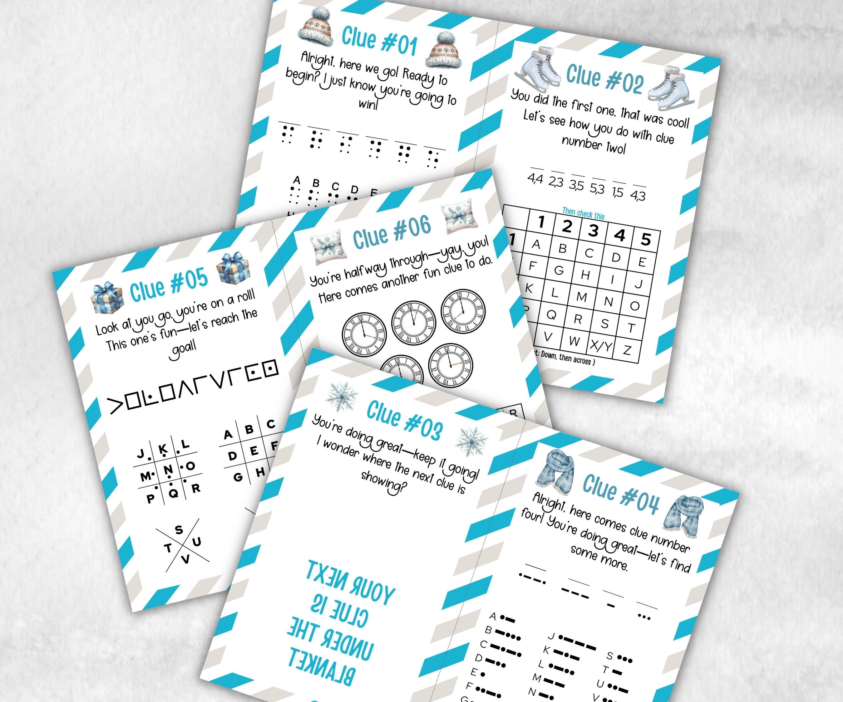 Winter Indoor Treasure Hunt, Wintertime Printables game, Holiday Party scavenger activity, For Kids teens, Icebreaker hunt, Teen Winter clue-Christmas -TheHustlingCatLady-Party Games