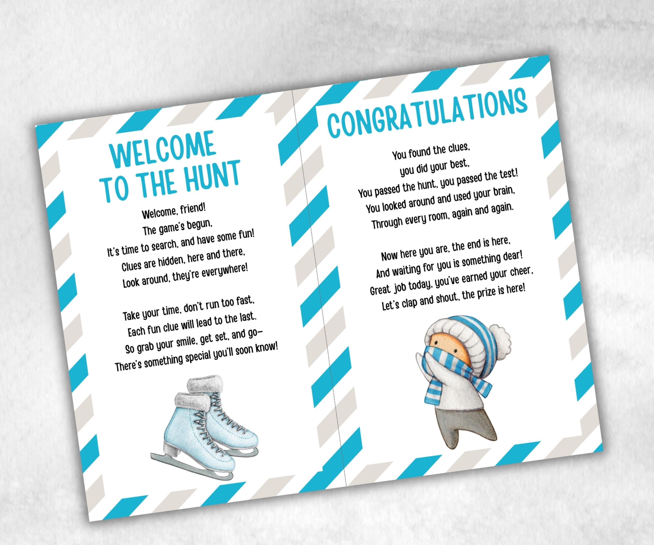 Wintertime Indoor Treasure Hunt, Winter Printable game, Holiday Party scavenger activity, For Kids teens, Icebreaker hunt, Teen Winter clue-Christmas -TheHustlingCatLady-Party Games