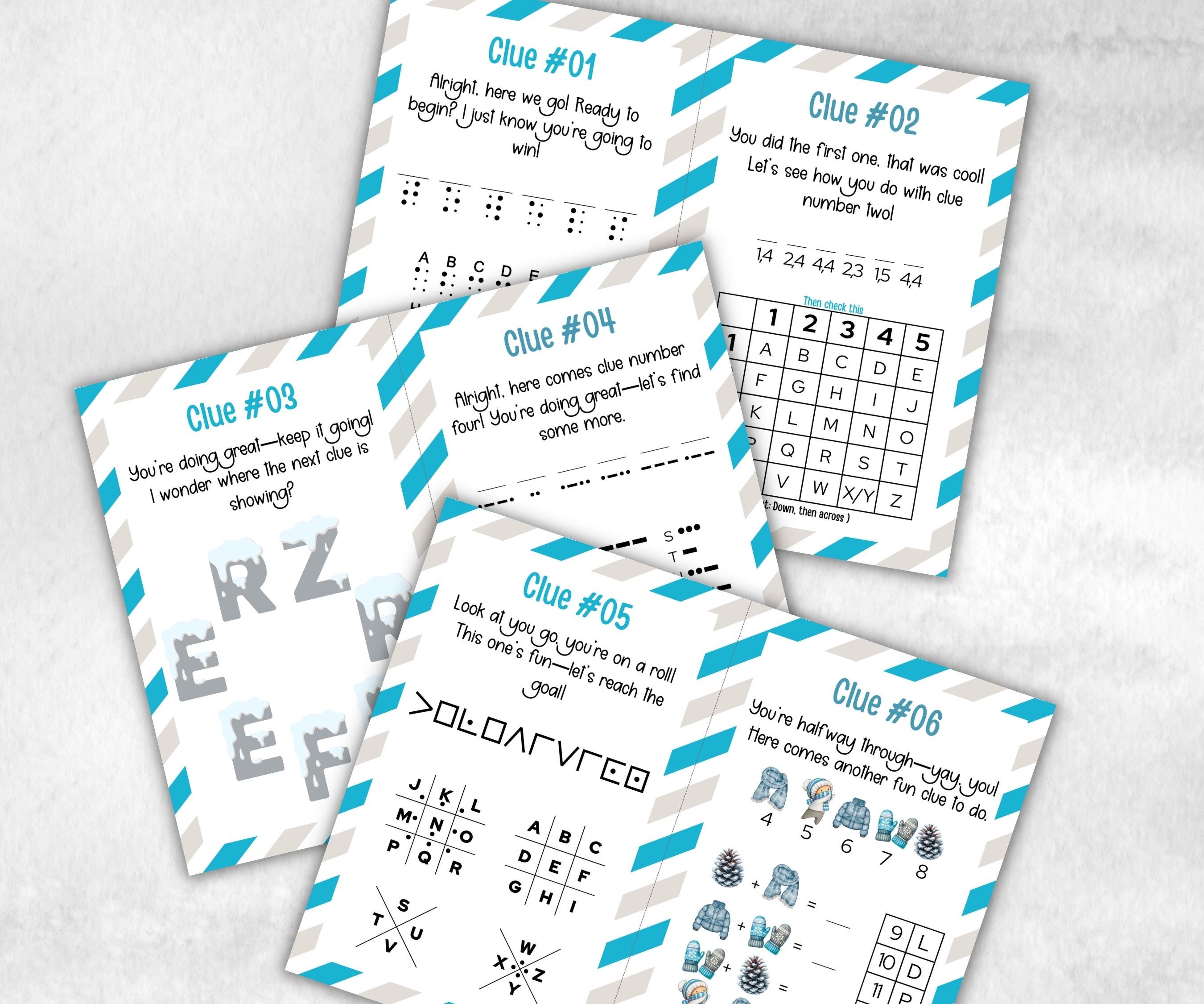 Wintertime Indoor Treasure Hunt, Winter Printable game, Holiday Party scavenger activity, For Kids teens, Icebreaker hunt, Teen Winter clue-Christmas -TheHustlingCatLady-Party Games