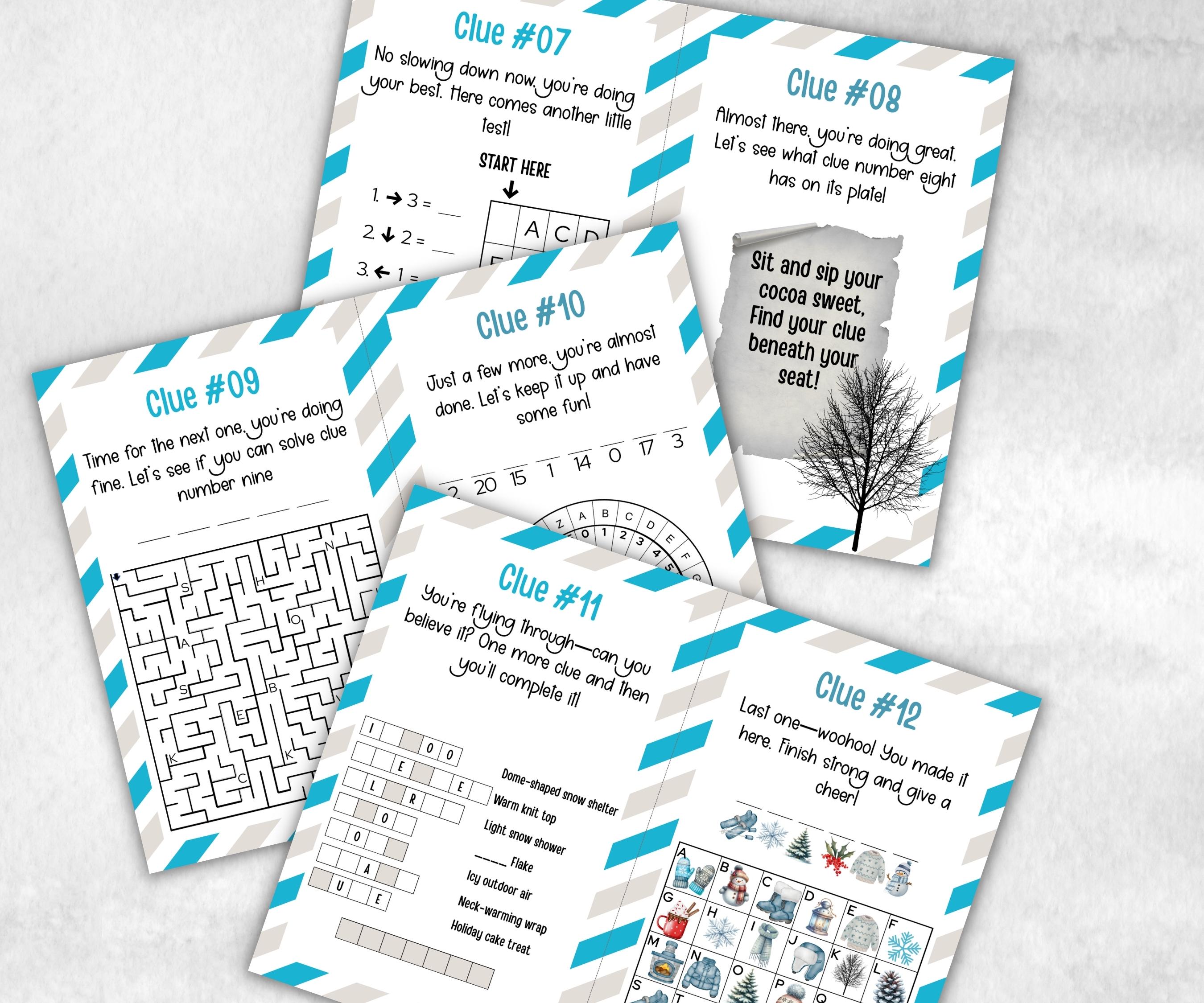 Wintertime Indoor Treasure Hunt, Winter Printable game, Holiday Party scavenger activity, For Kids teens, Icebreaker hunt, Teen Winter clue-Christmas -TheHustlingCatLady-Party Games