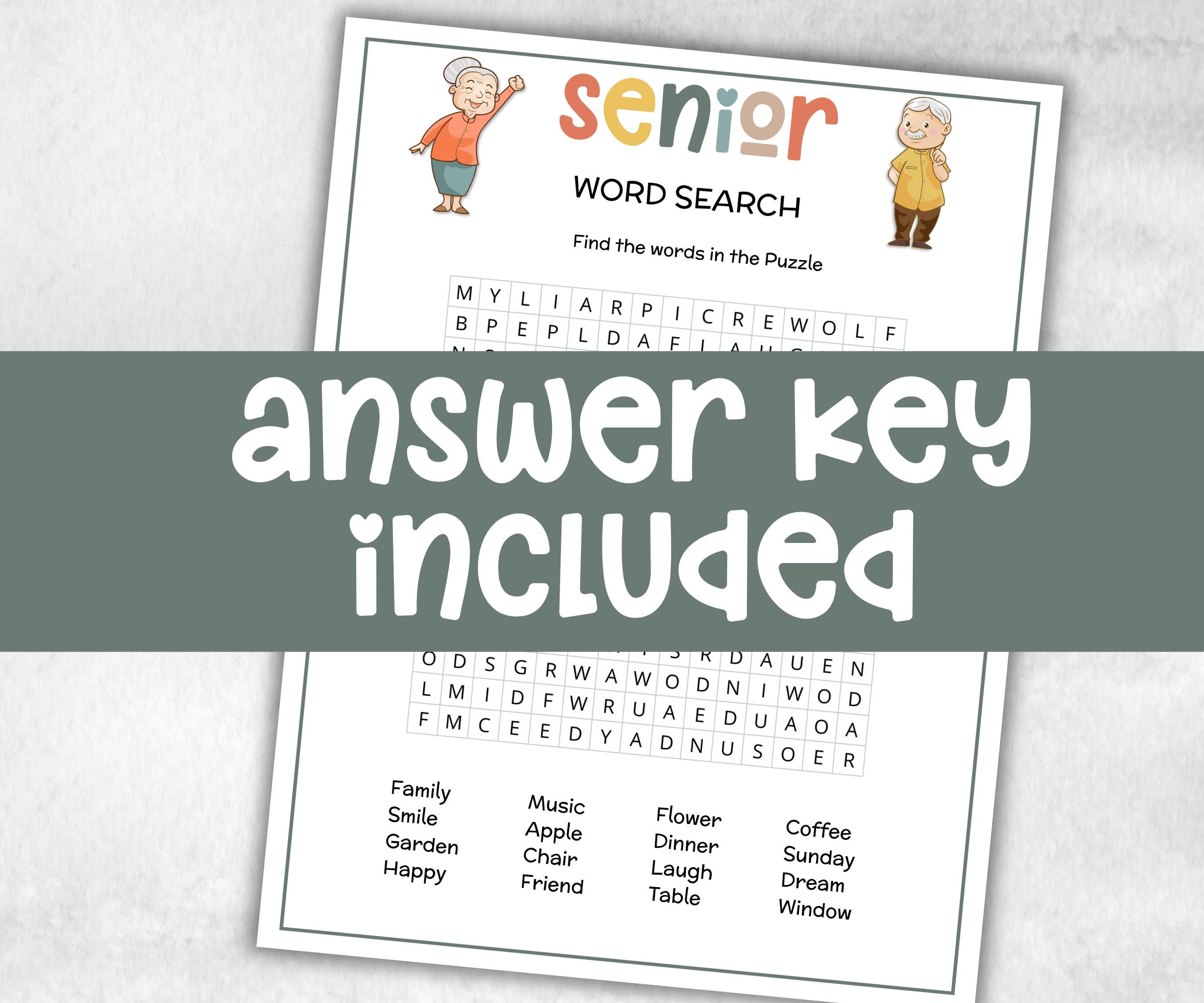 Senior Word Search, Family Game Night, Dementia Activity, Retirement Games, Senior Citizens, Nursing Home Game, Senior Living Party game-Holidays -TheHustlingCatLady-Party Games