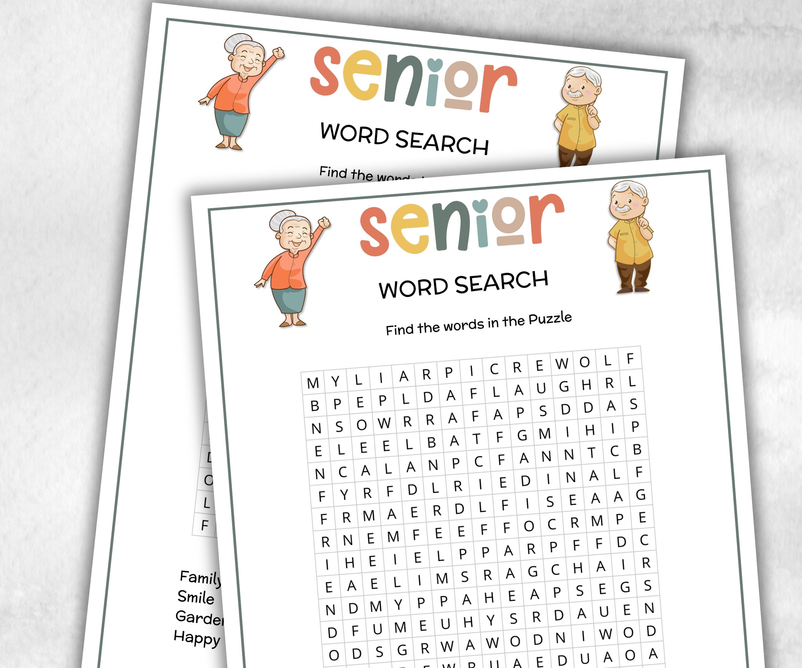 Senior Word Search, Family Game Night, Dementia Activity, Retirement Games, Senior Citizens, Nursing Home Game, Senior Living Party game-Holidays -TheHustlingCatLady-Party Games