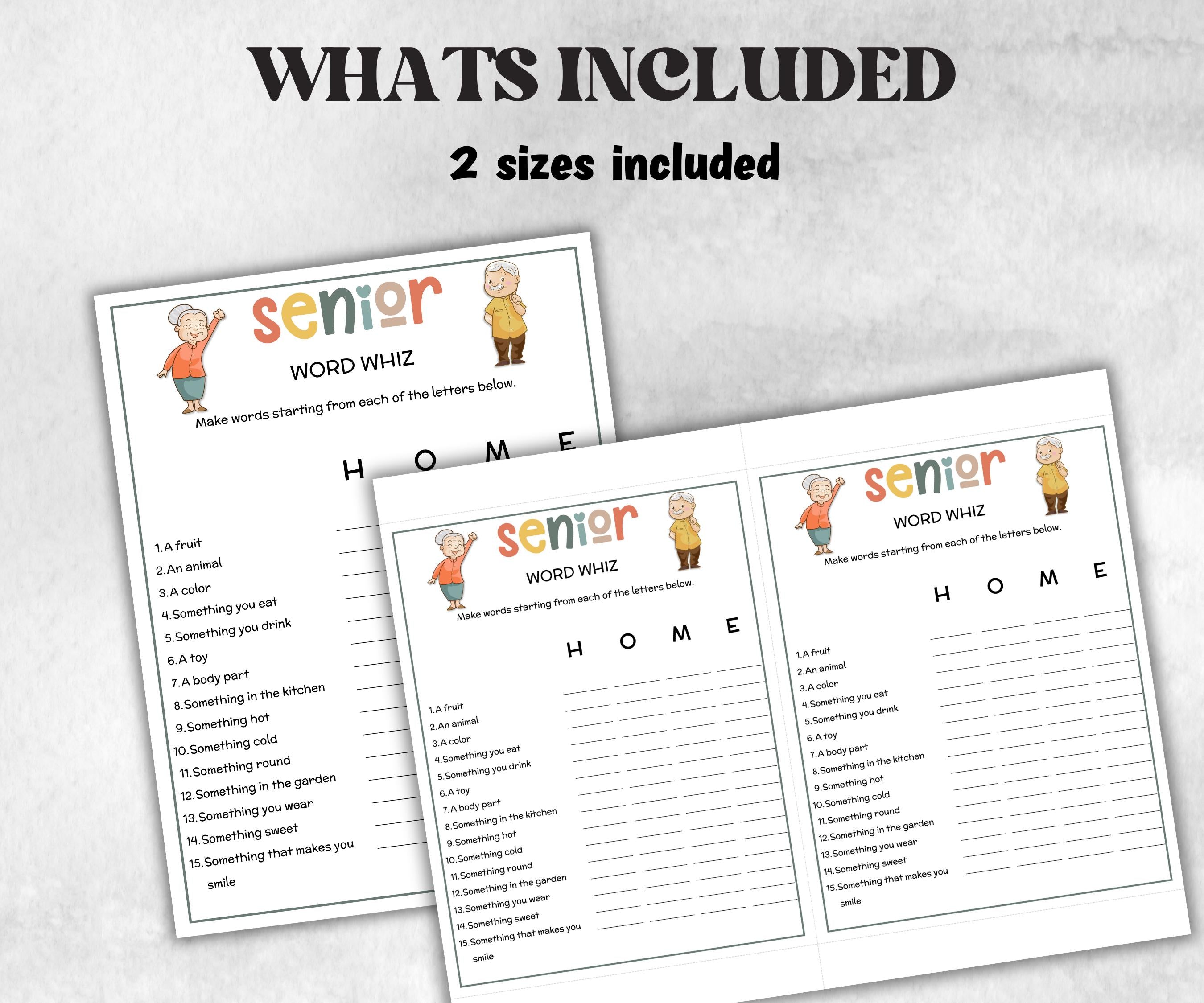 Senior Word Whiz Game, Family Game Night, Dementia Activity, Retirement Games, Senior Citizens, Nursing Home Game, Senior Living Party game-Holidays -TheHustlingCatLady-Party Games