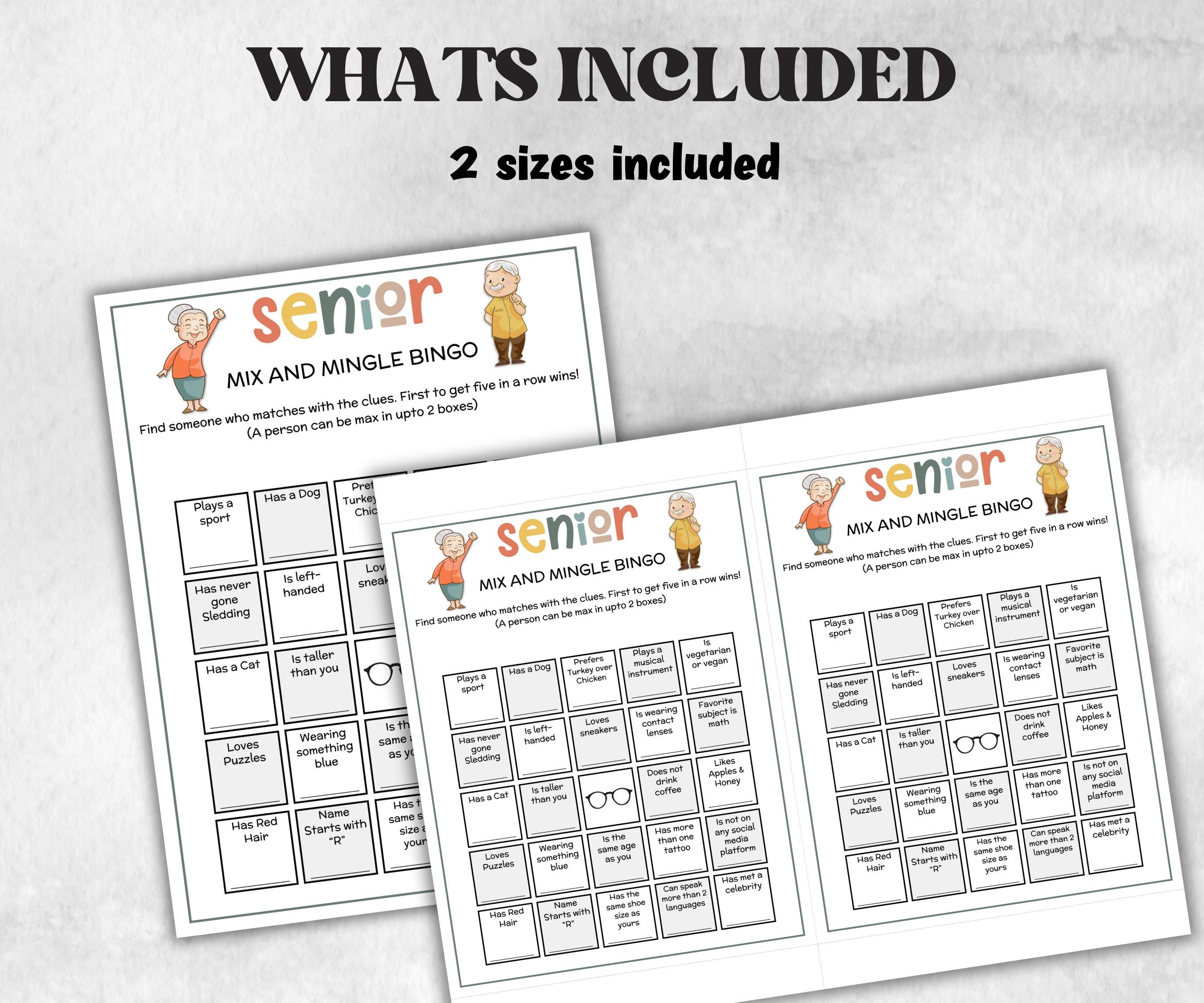 Senior Mix and Mingle Bingo, Family Game Night, Dementia Activity, Senior Party Games, Retirement Games, Senior Citizens, Nursing Home Games-Holidays -TheHustlingCatLady-Party Games