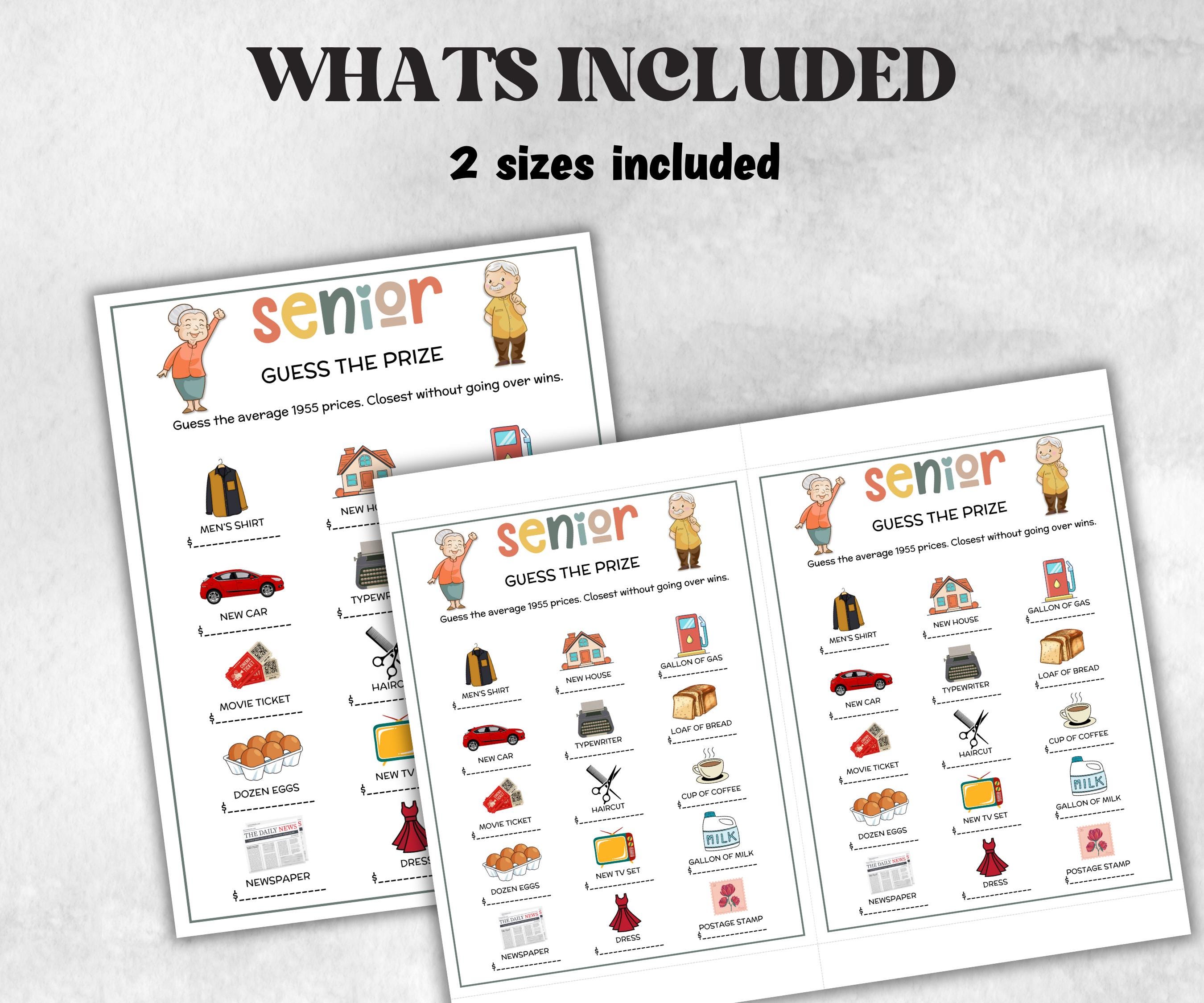 Senior Guess the Prize, Family Game Night, Dementia Activity, Senior Party, Retirement Games, Senior Citizens, Nursing Home, Senior Living-Holidays -TheHustlingCatLady-Party Games