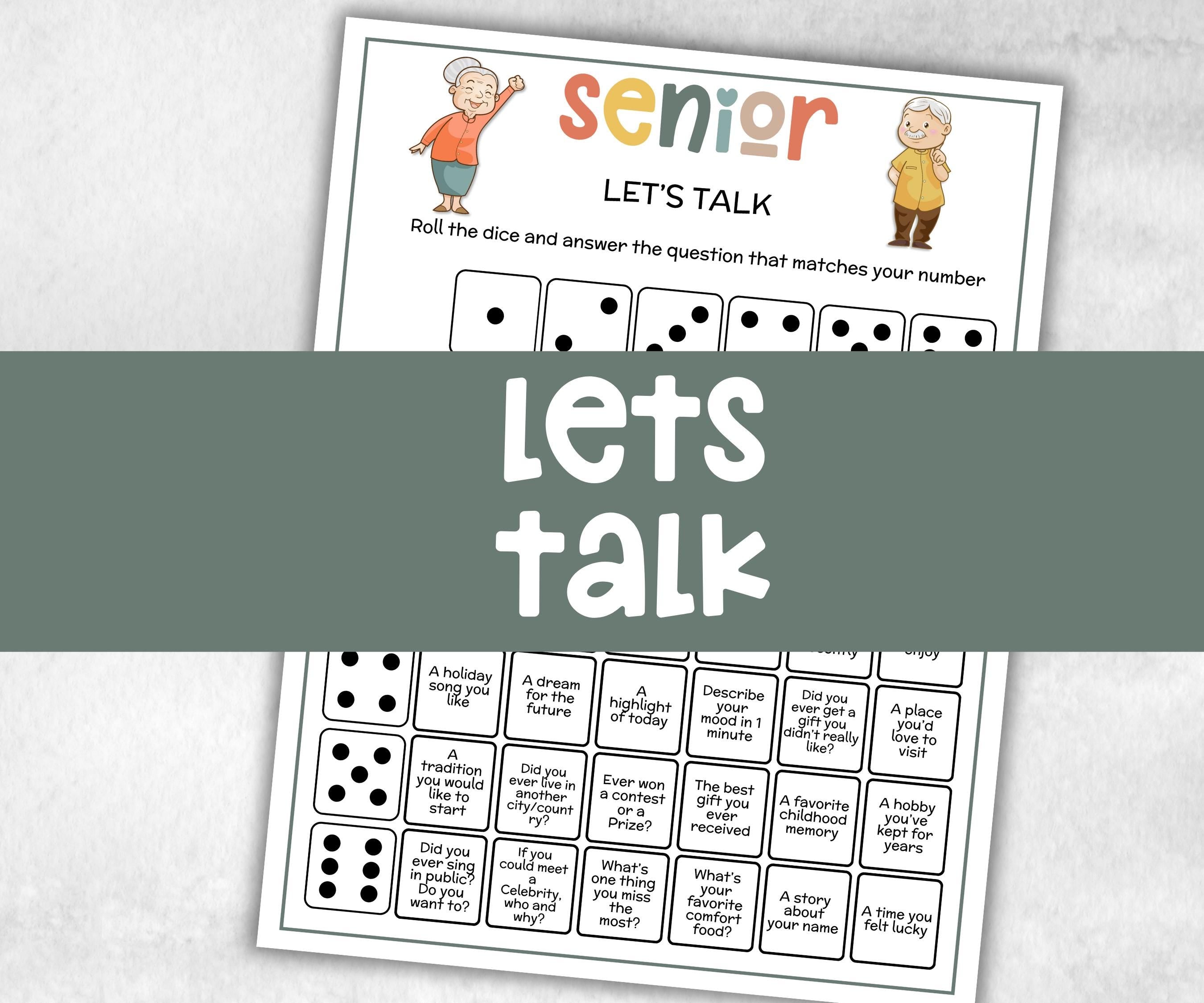 Senior Let's Talk game, Family Game Night, Dementia Activity, Retirement Games, Senior Citizens, Nursing Home Game, Senior Living Party game-Holidays -TheHustlingCatLady-Party Games