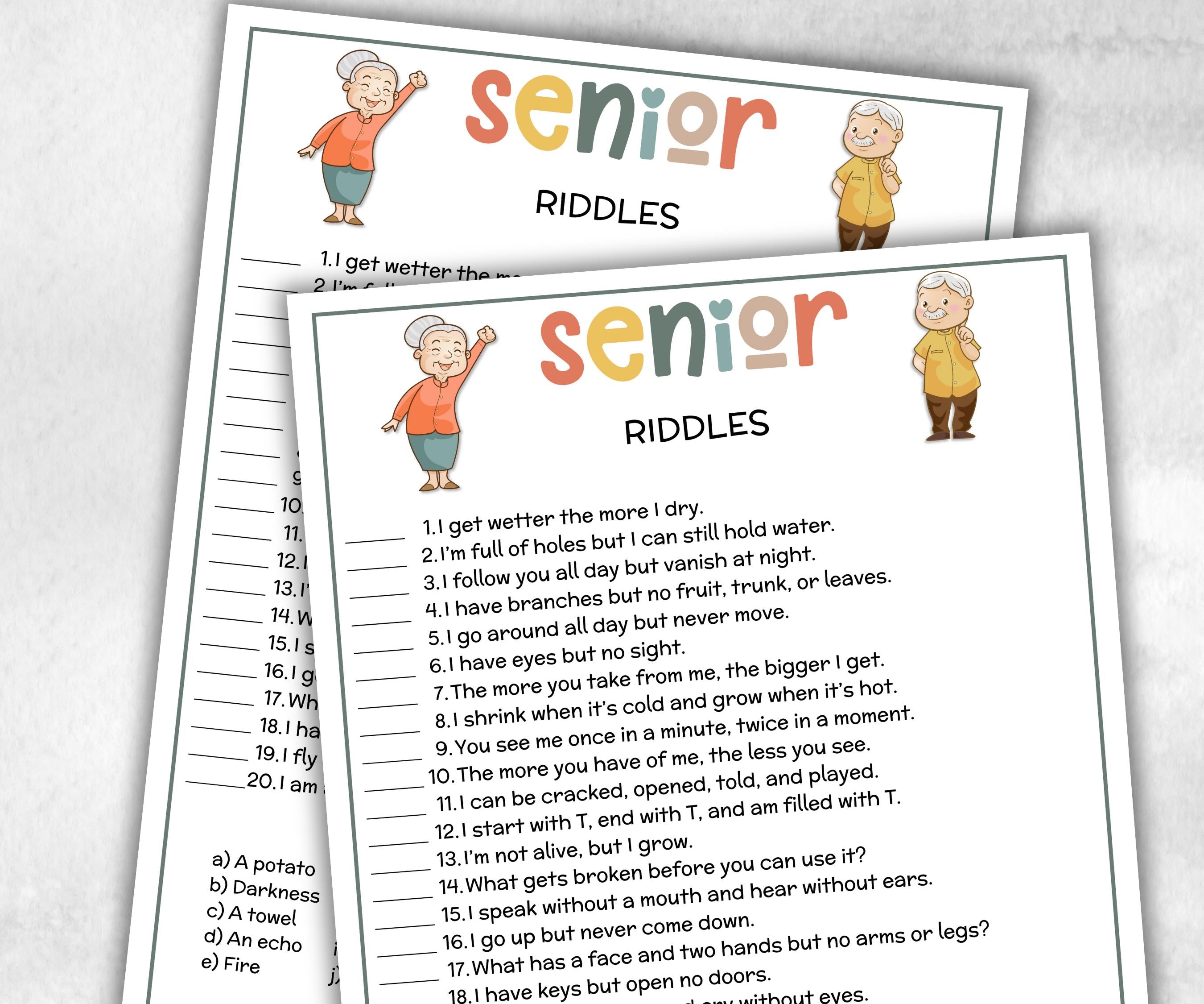 Senior fun Riddles, Family Game Night, Dementia Activity, Retirement Games, Senior Citizens, Nursing Home Game, Senior Living Party game-Holidays -TheHustlingCatLady-Party Games