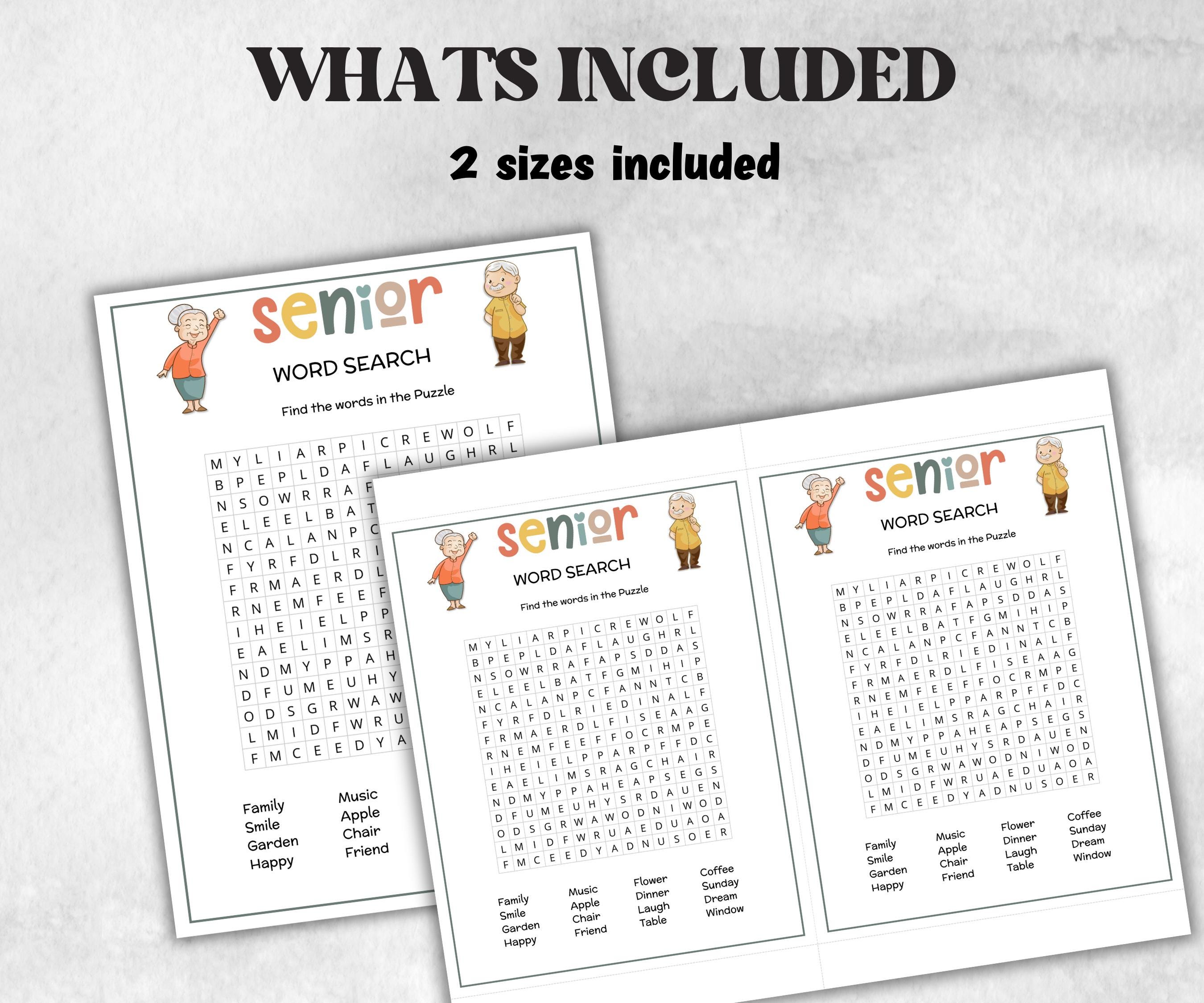 Senior Word Search, Family Game Night, Dementia Activity, Retirement Games, Senior Citizens, Nursing Home Game, Senior Living Party game-Holidays -TheHustlingCatLady-Party Games