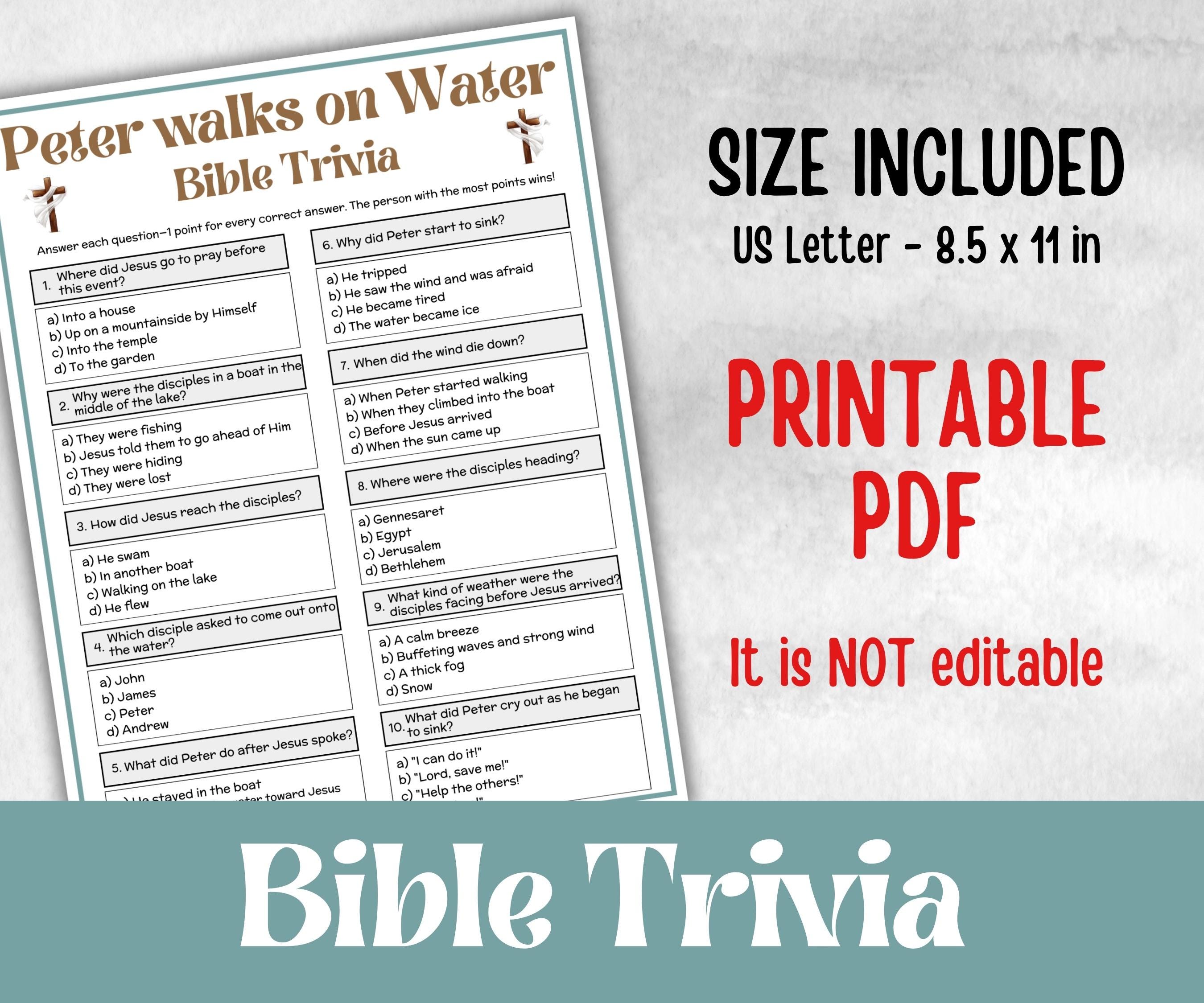 Bible - Peter walks on water trivia