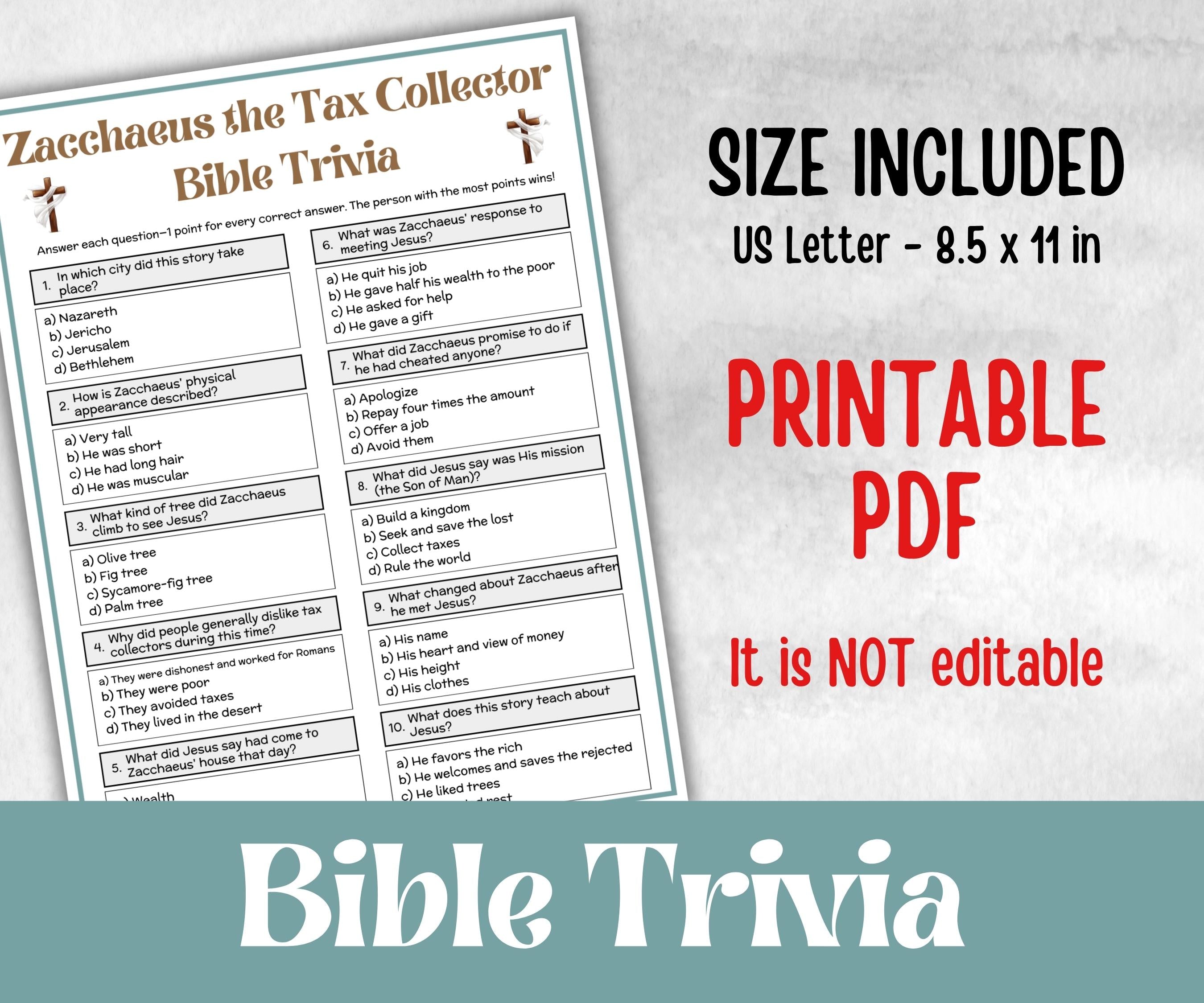 Bible - Zacchaeus the tax collector trivia