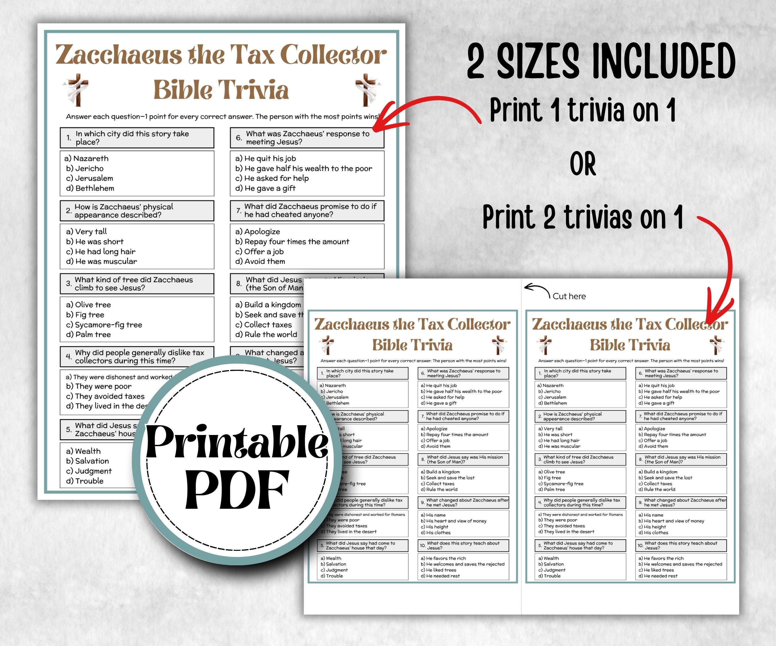 Bible - Zacchaeus the tax collector trivia