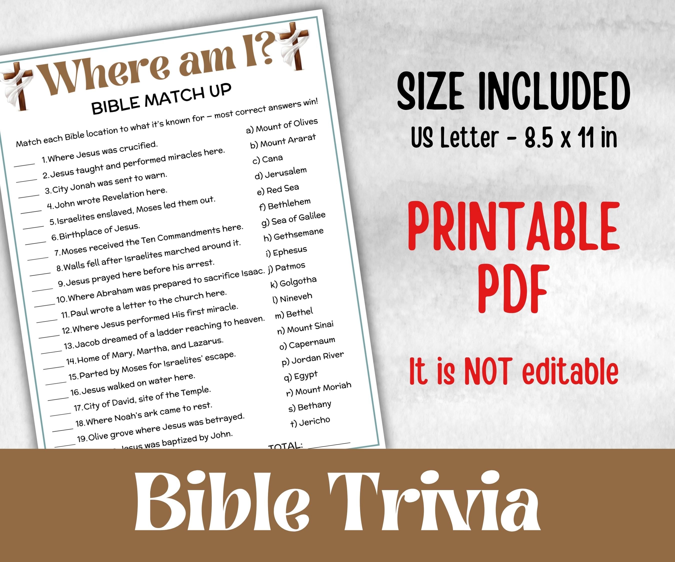 Women of the Bible Trivia, Sunday School, Bible Study riddles, Holiday Party Games, Bible Camp, womens retreat group, preschool curriculum