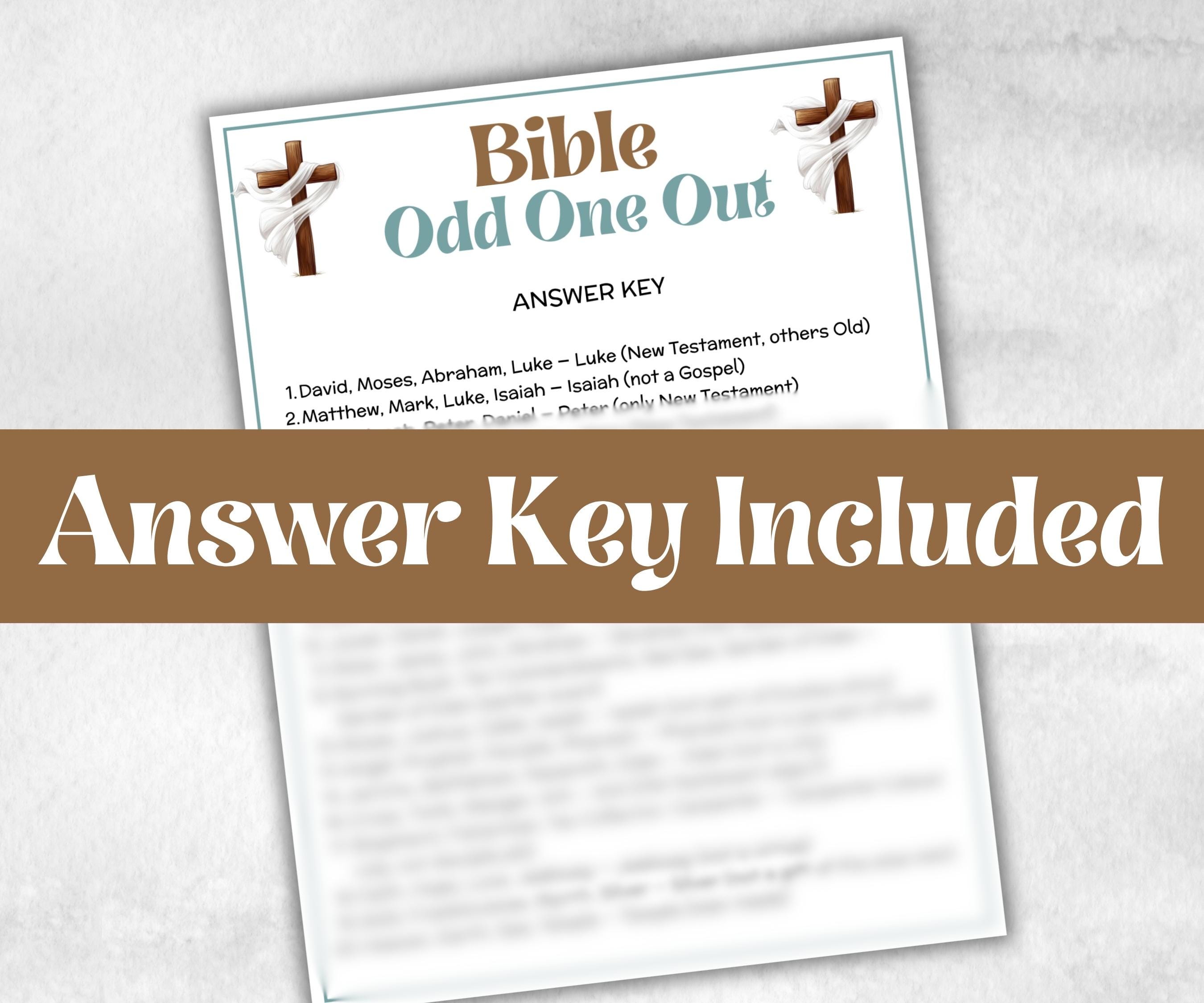 Bible Find the Odd One Out Trivia, Sunday School, Bible Study riddles, Holiday Party, Bible Camp, womens retreat group, Bible characters