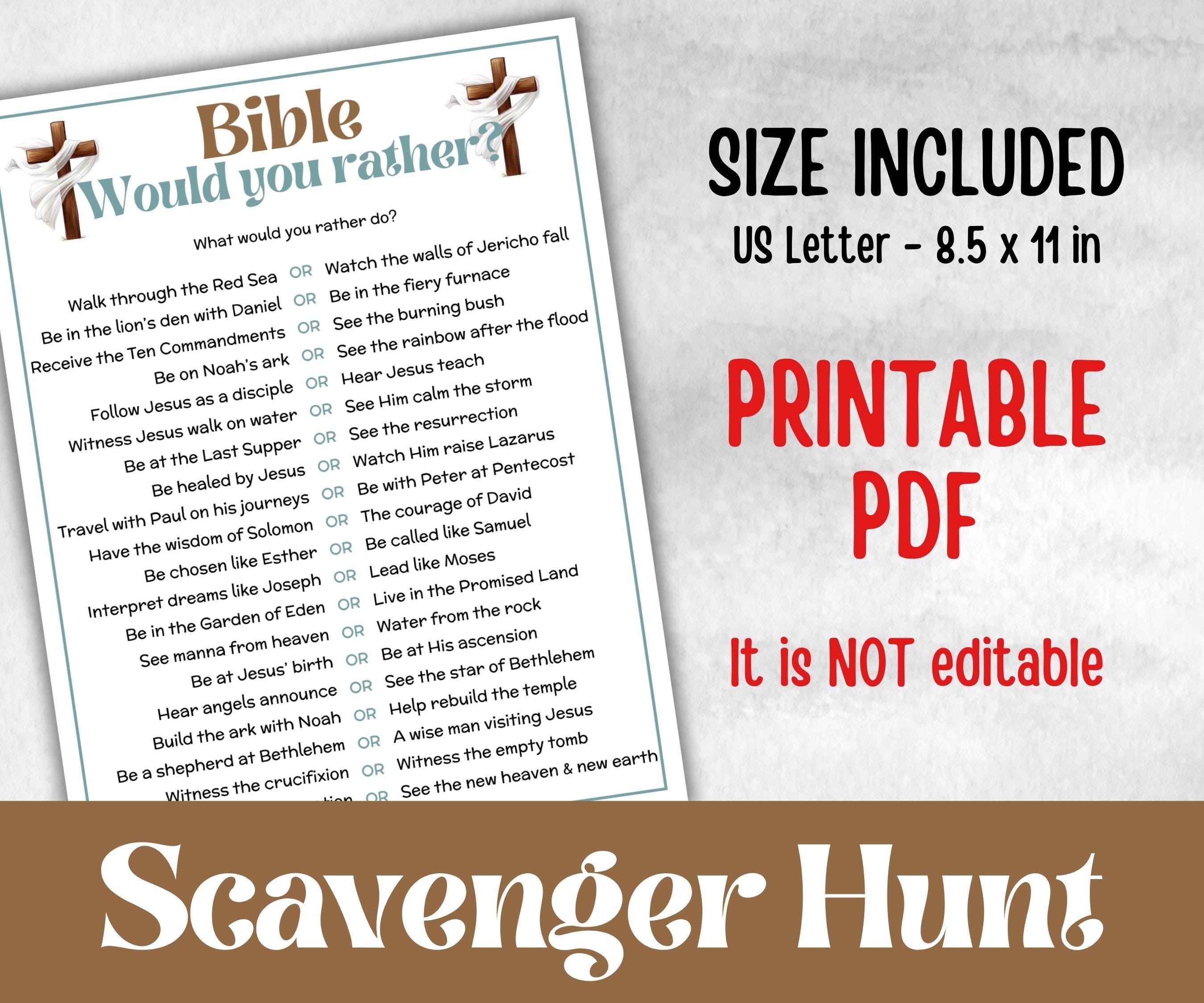 Bible Would You Rather, Bible Study riddle, Holiday Bible Camp, womens retreat group, This or That Family Game Night party, teen bible games