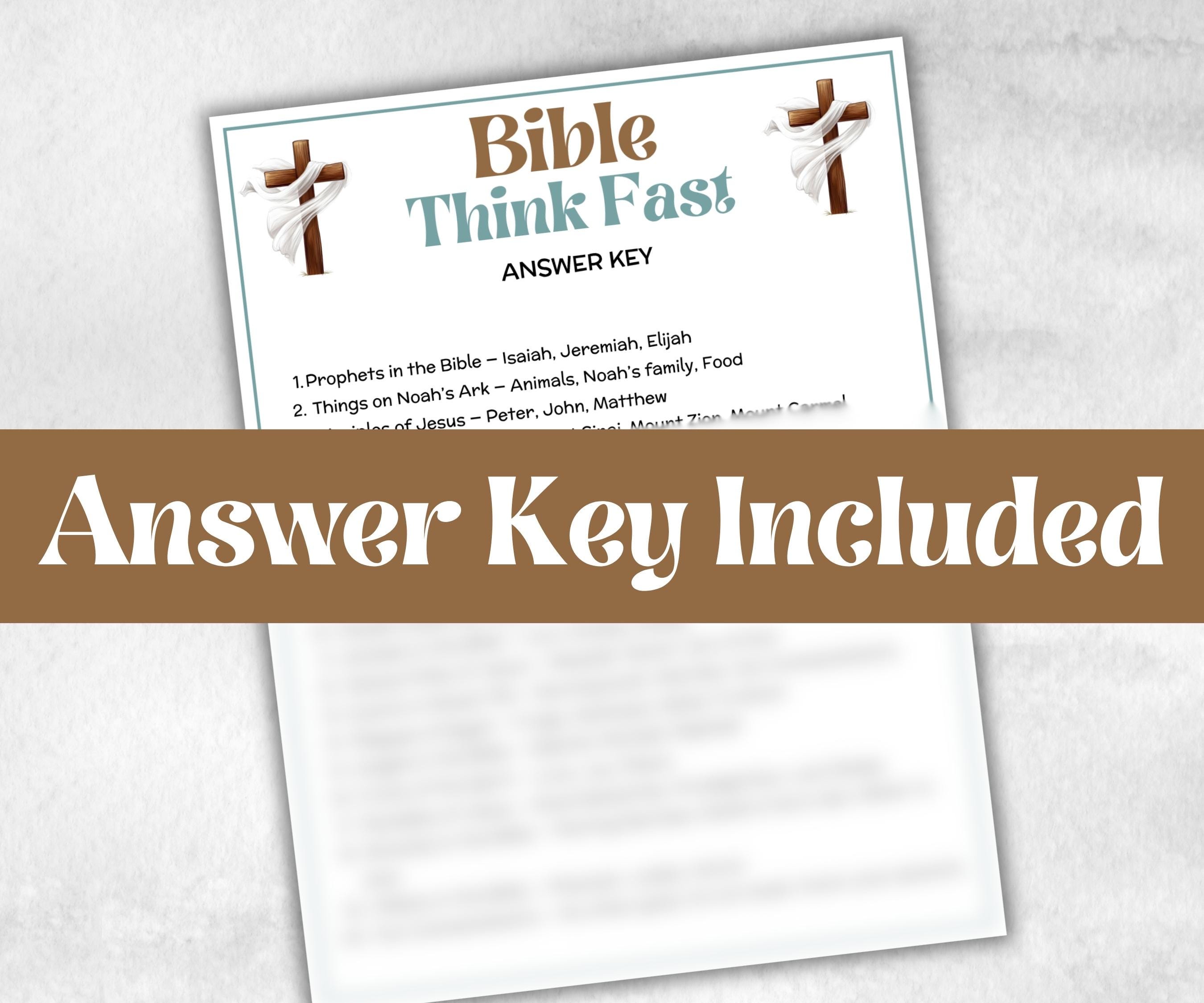 Bible Think Fast, Bible Study riddle, Holiday Bible Camp, womens retreat group, bible icebreaker, Family Game Night, characters, easter game