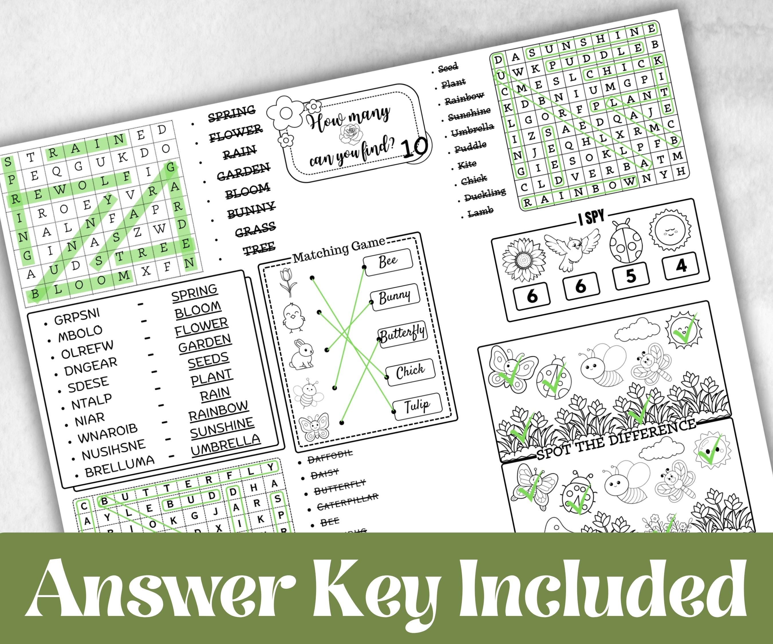 Spring coloring Placemats, Daycare Printable, kids activity sheets, spring sleepover party, spring Tea Party, Homeschool Easter Activity
