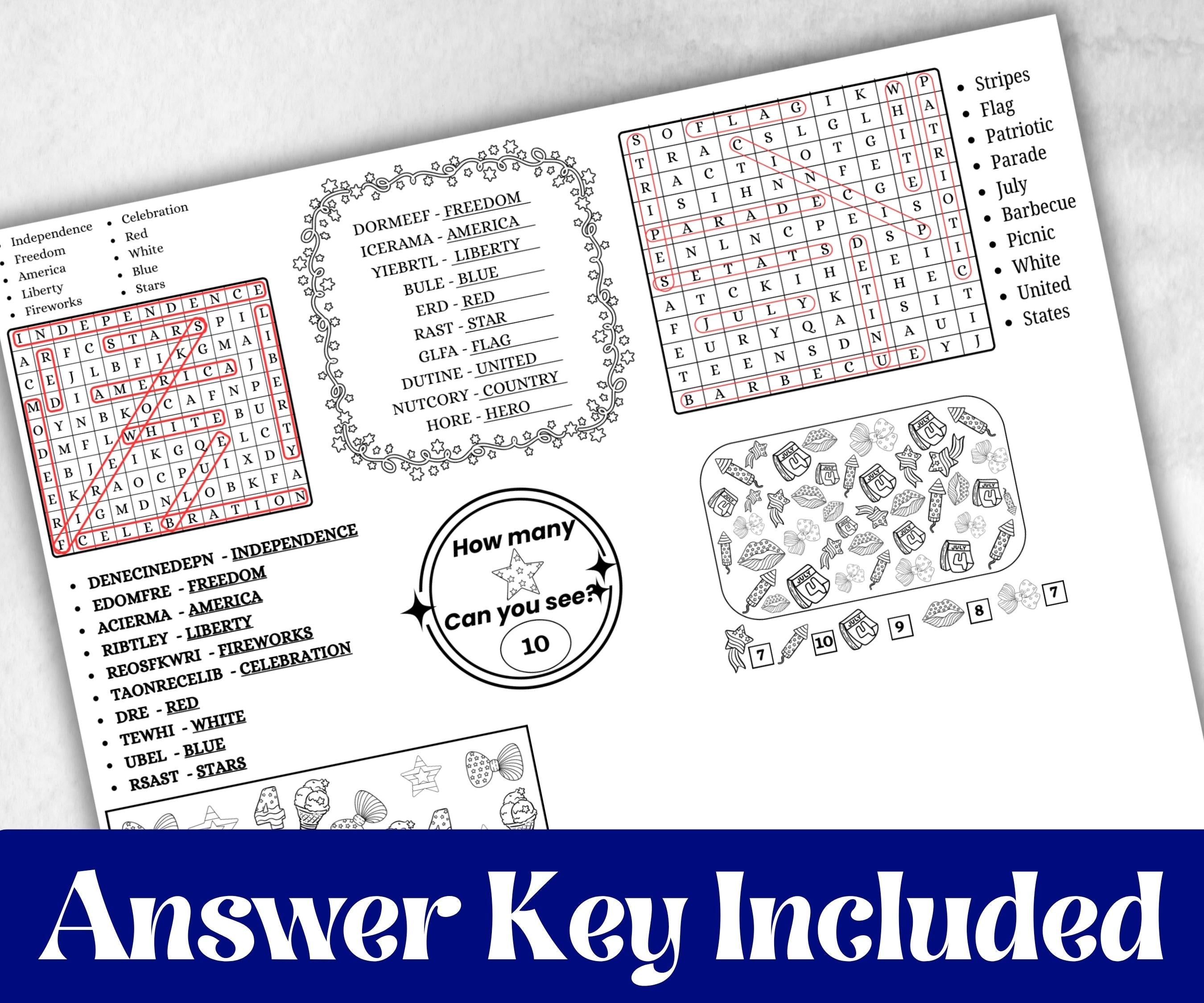 4th of July placemat, Daycare Printable, kids activity sheets, Independence Day, patriotic coloring, America, Fourth of July, Summer picnic