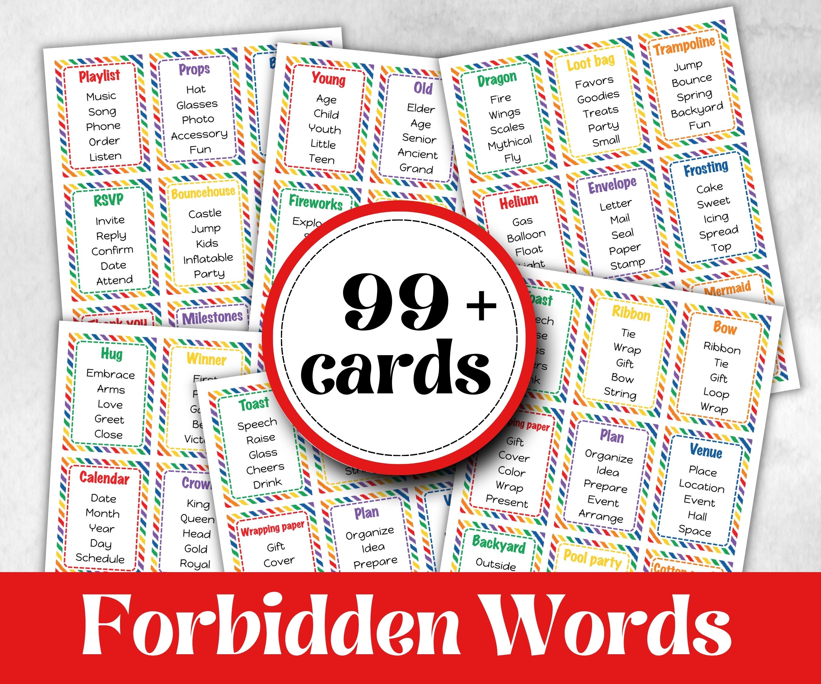 Birthday Forbidden Words, Boy Girl Birthday activity, Ice breaker trivia, Themed Party, Office Teambuilding, Coworker Celebration, Word Ban