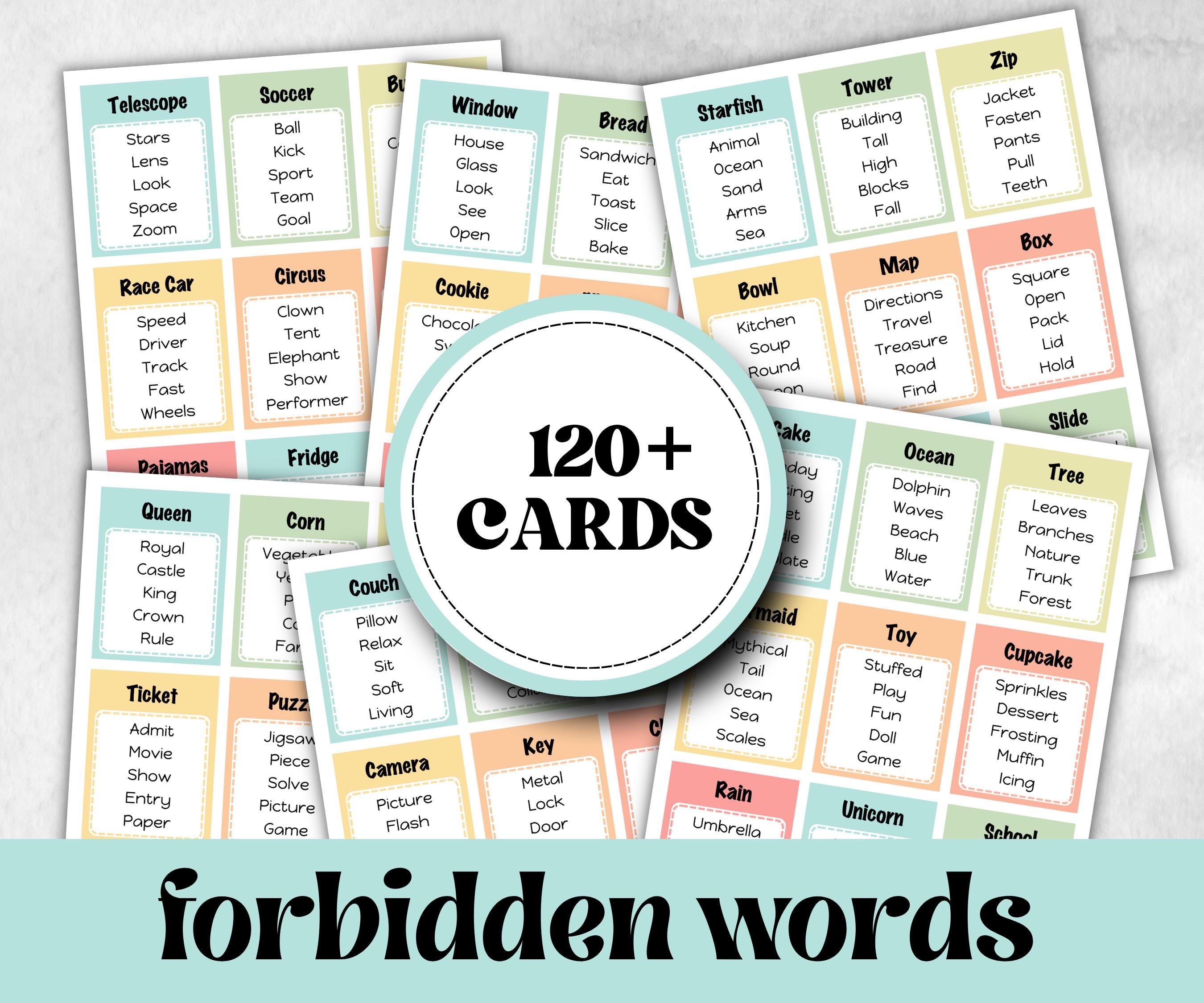 Kids Edition Forbidden Words, Boy Girl Birthday activity, Kindergarten esl activity kids, Word Ban, Daycare, Homeschool Activity, vocabulary