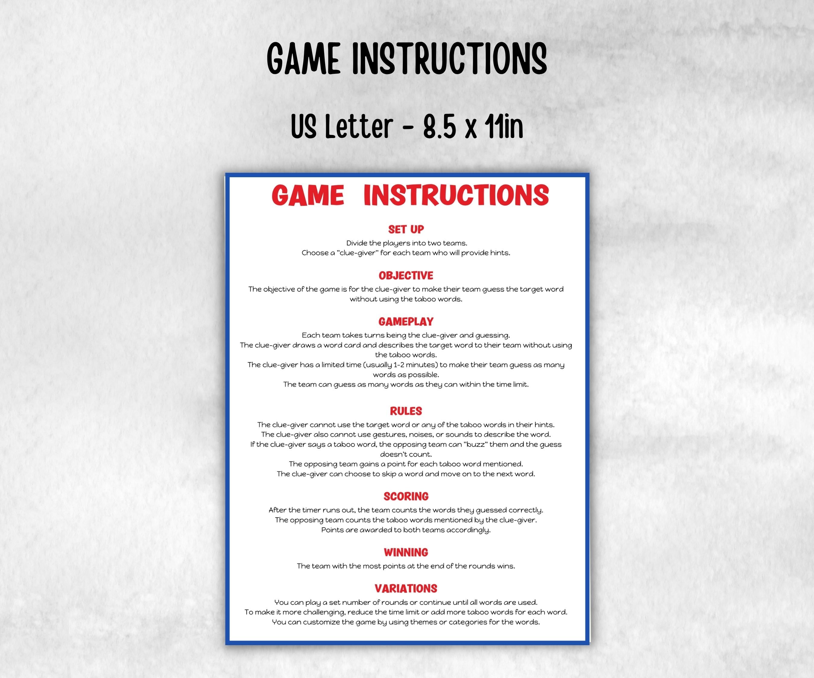 4th of July Forbidden Words, Kindergarten esl, America Word Ban, Homeschool Activity, Independence Day Trivia, Patriotic Game Summer BBQ