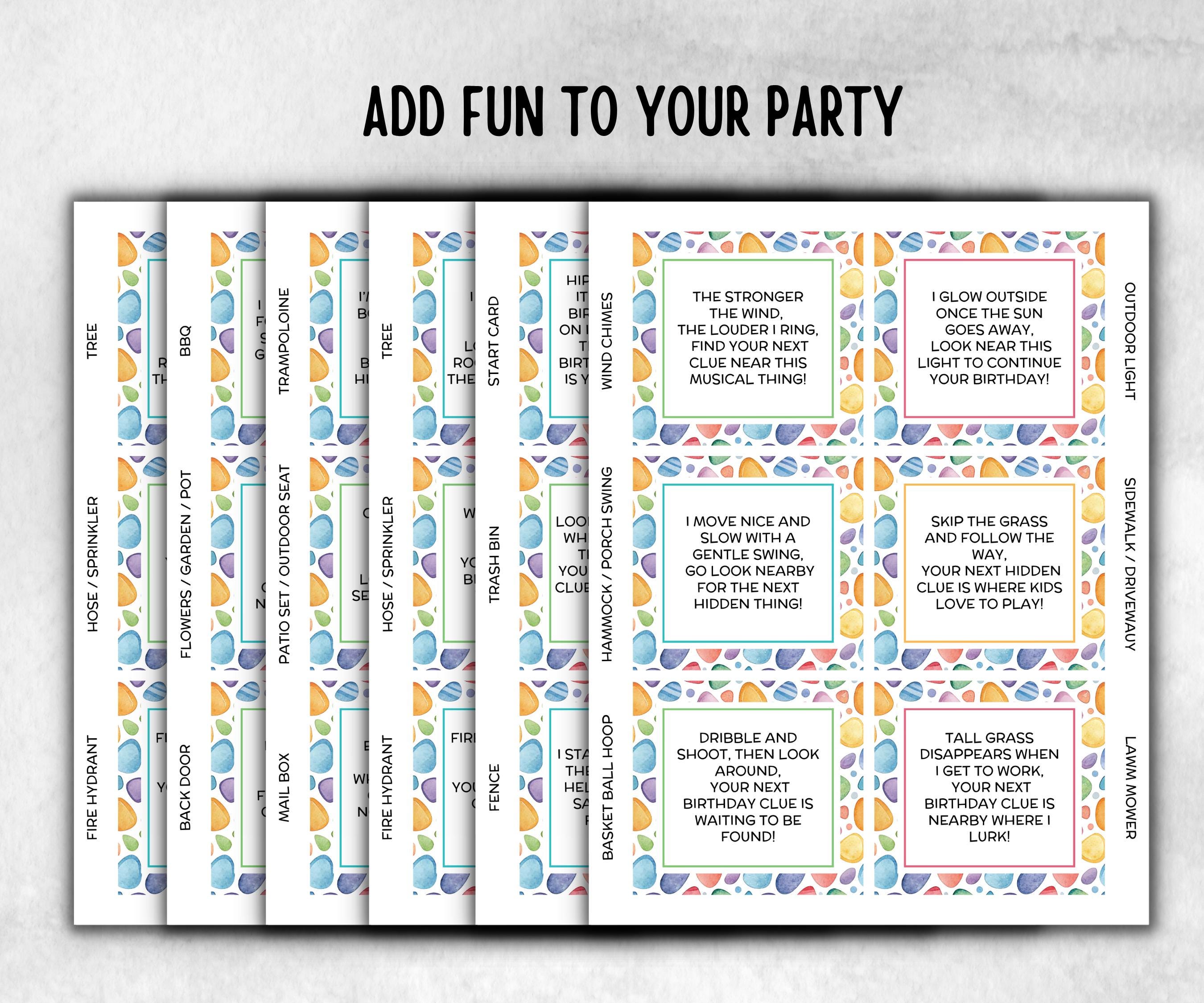 Teen Tween Outdoor Birthday Scavenger Hunt, Boy Girl Birthday, game for older kid, milestone birthday gift, tricky treasure hunt, 30 clues