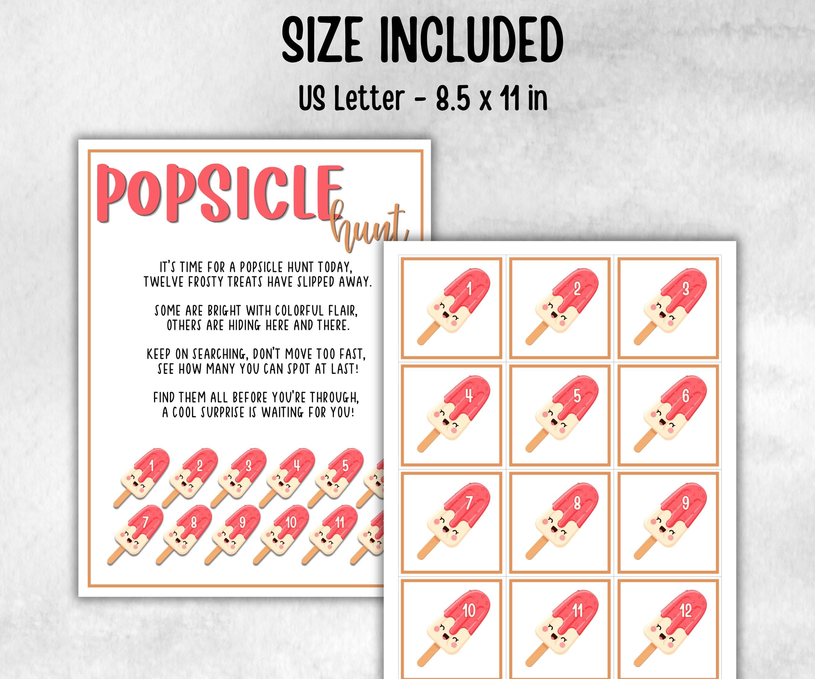 Popsicle Scavenger Hunt for kids, backyard hunt, Sweets and Treat themed birthday, tea party, spring yard game, garden party icebreaker idea