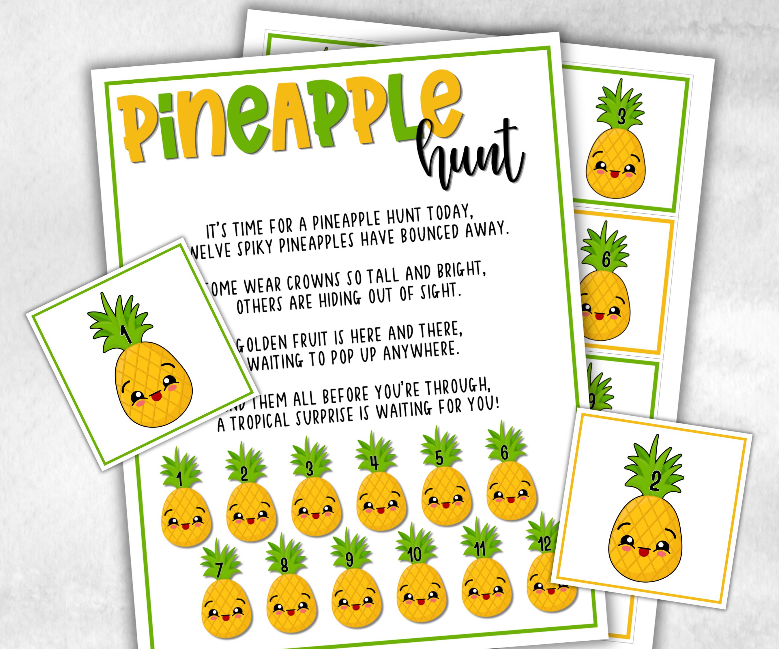 Pineapple Scavenger Hunt for Kids, Hawaiian Theme party, Tropical Beach game, Fruits themed kids birthday, party icebreaker idea, Luau party