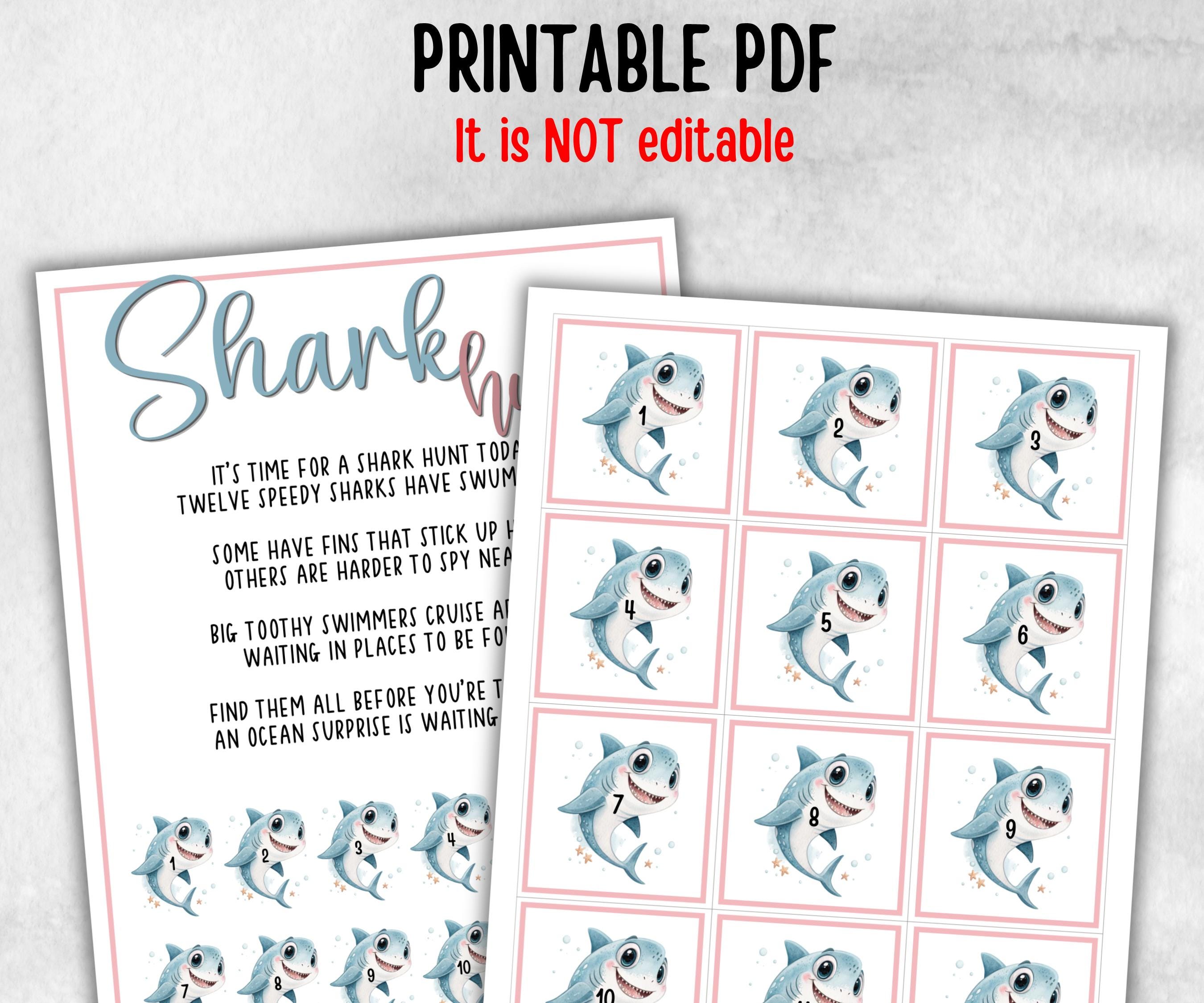 Shark Scavenger Hunt for kids, Ocean themed birthday, tea party, spring yard games, icebreaker idea, Beach Pool Party activity, Shark week