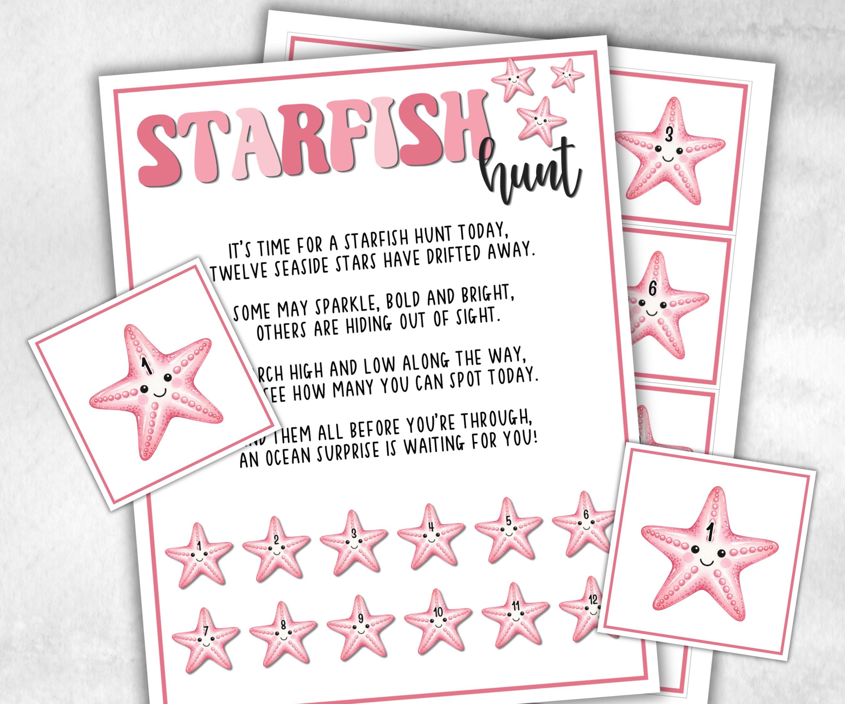 Starfish Scavenger Hunt for kids, Ocean themed birthday, tea party, spring yard games, icebreaker idea, Beach Pool Party activity, Water