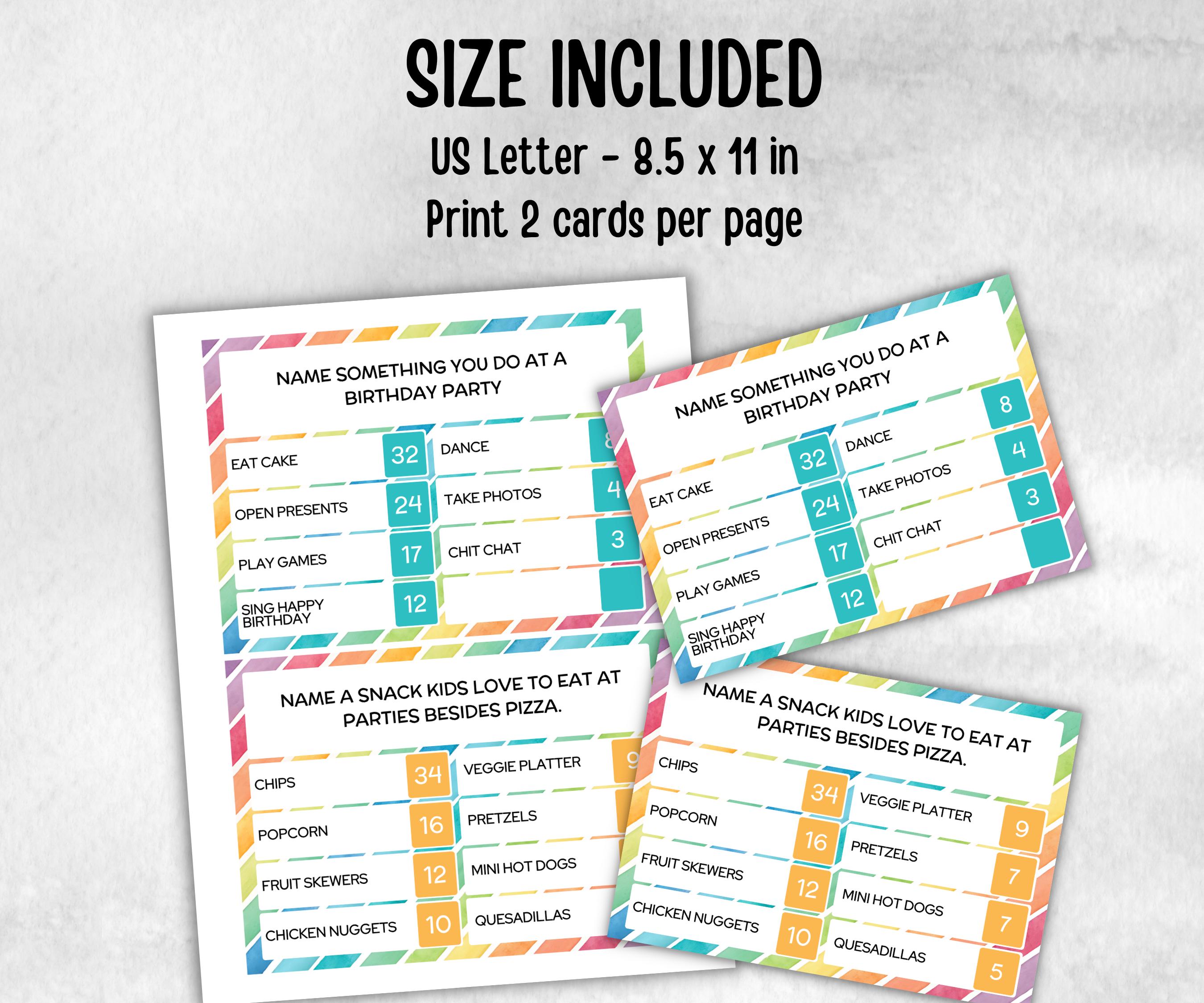 Birthday Friendly Feud, for kids and adults, Boy Girl Birthday, milestone birthday, funny party activity, teen tween icebreaker trivia, game