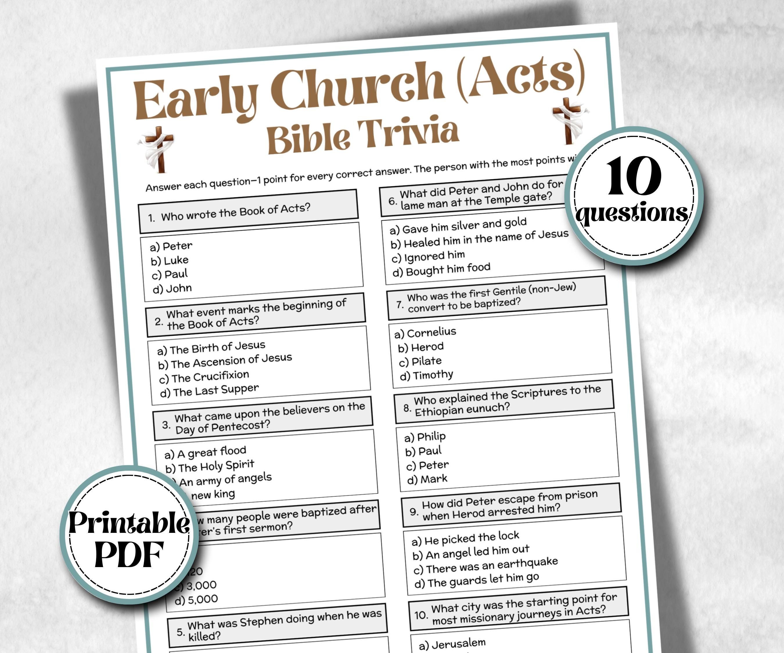 Early Church Acts - Bible Trivia