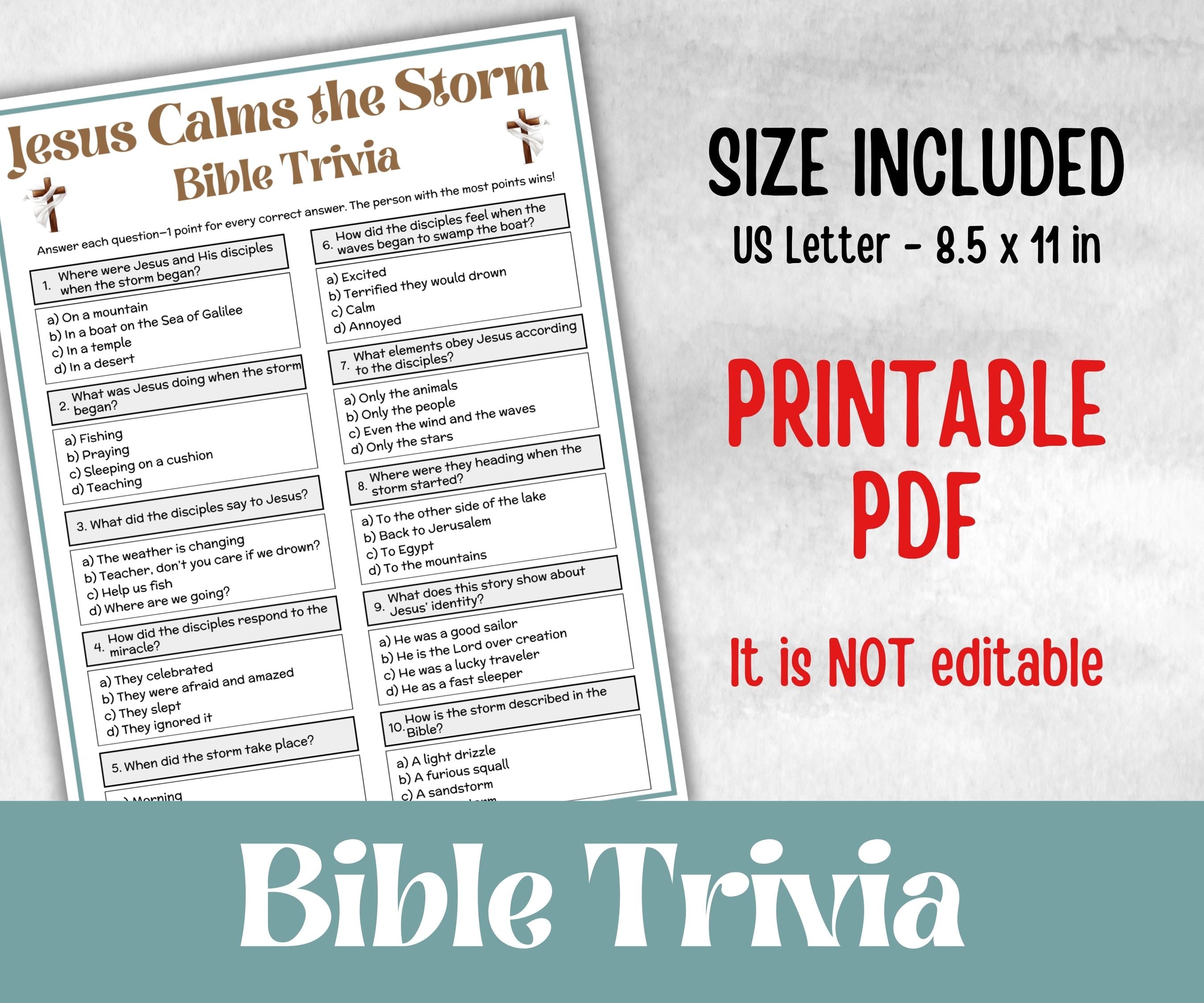 Jesus Calms the Storm - Bible Trivia
