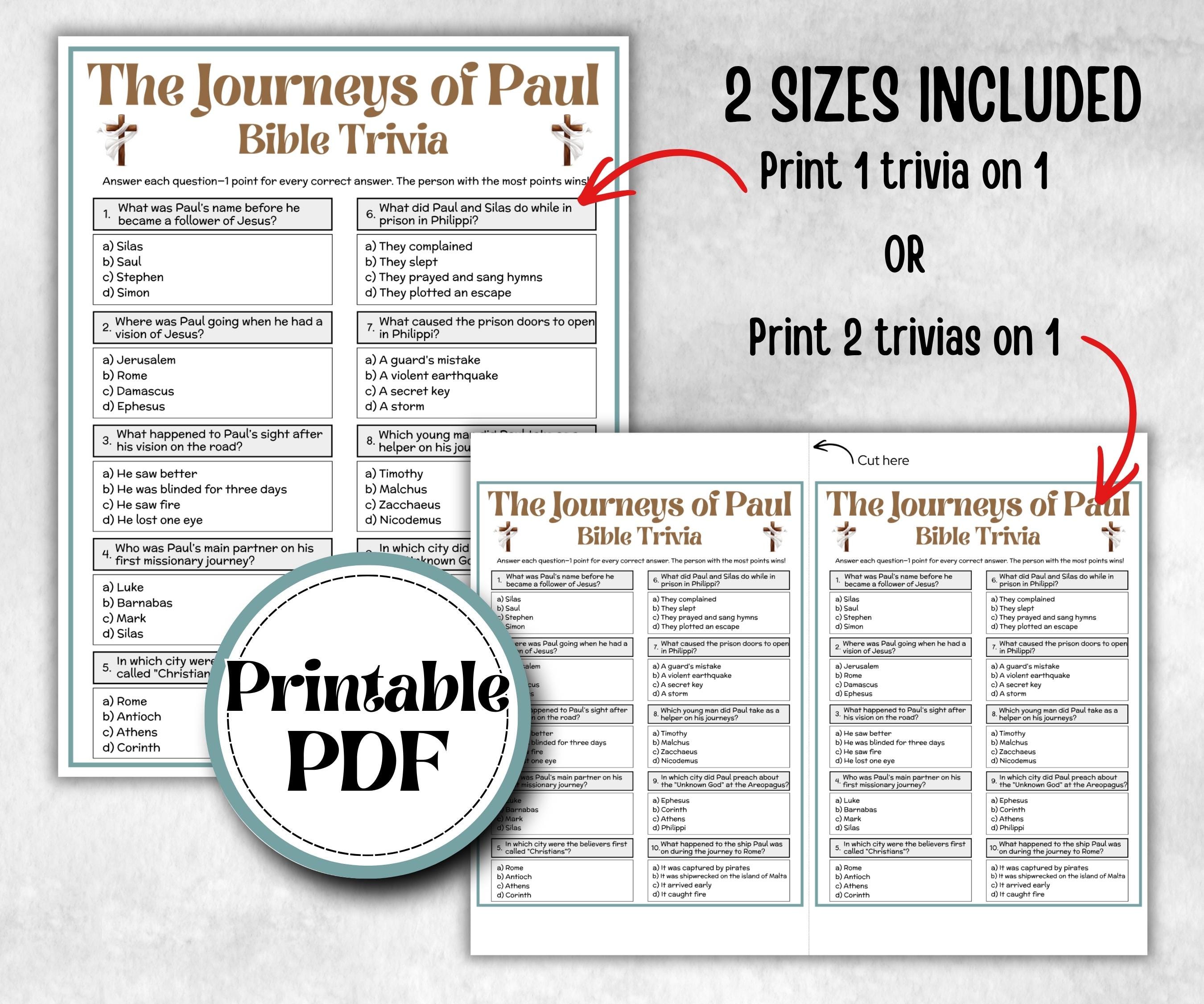 The Journeys of Paul - Bible Trivia