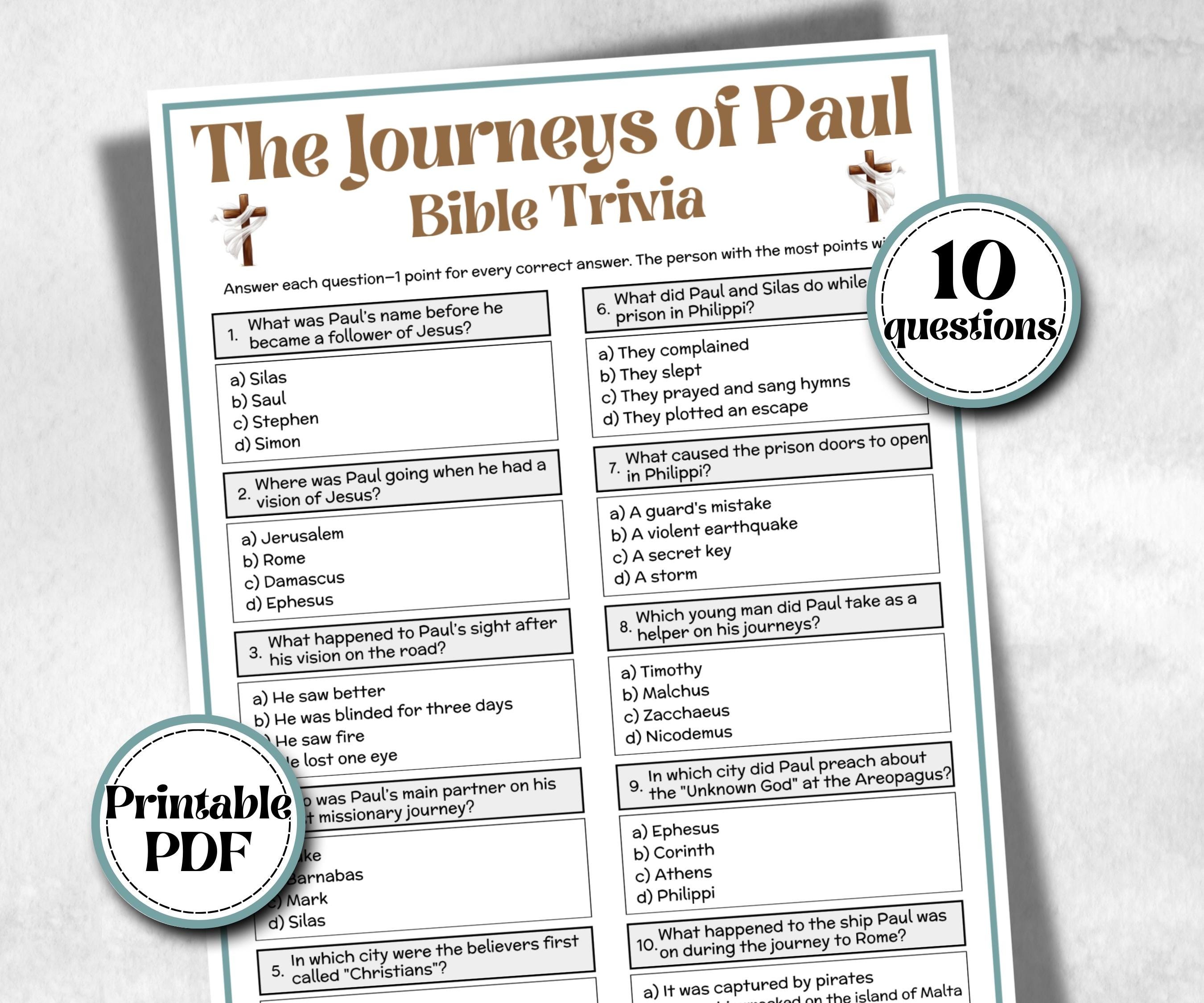 The Journeys of Paul - Bible Trivia