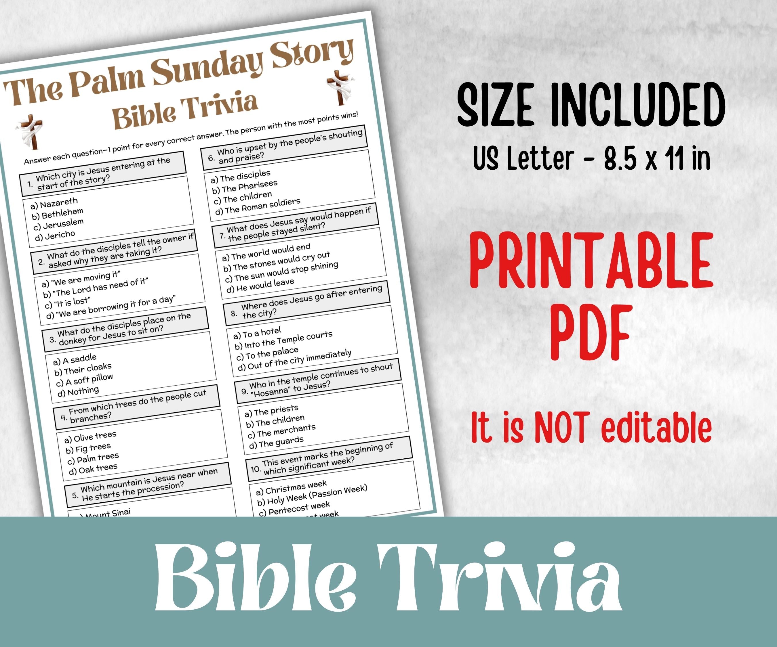 The Palm Sunday story - Bible Trivia