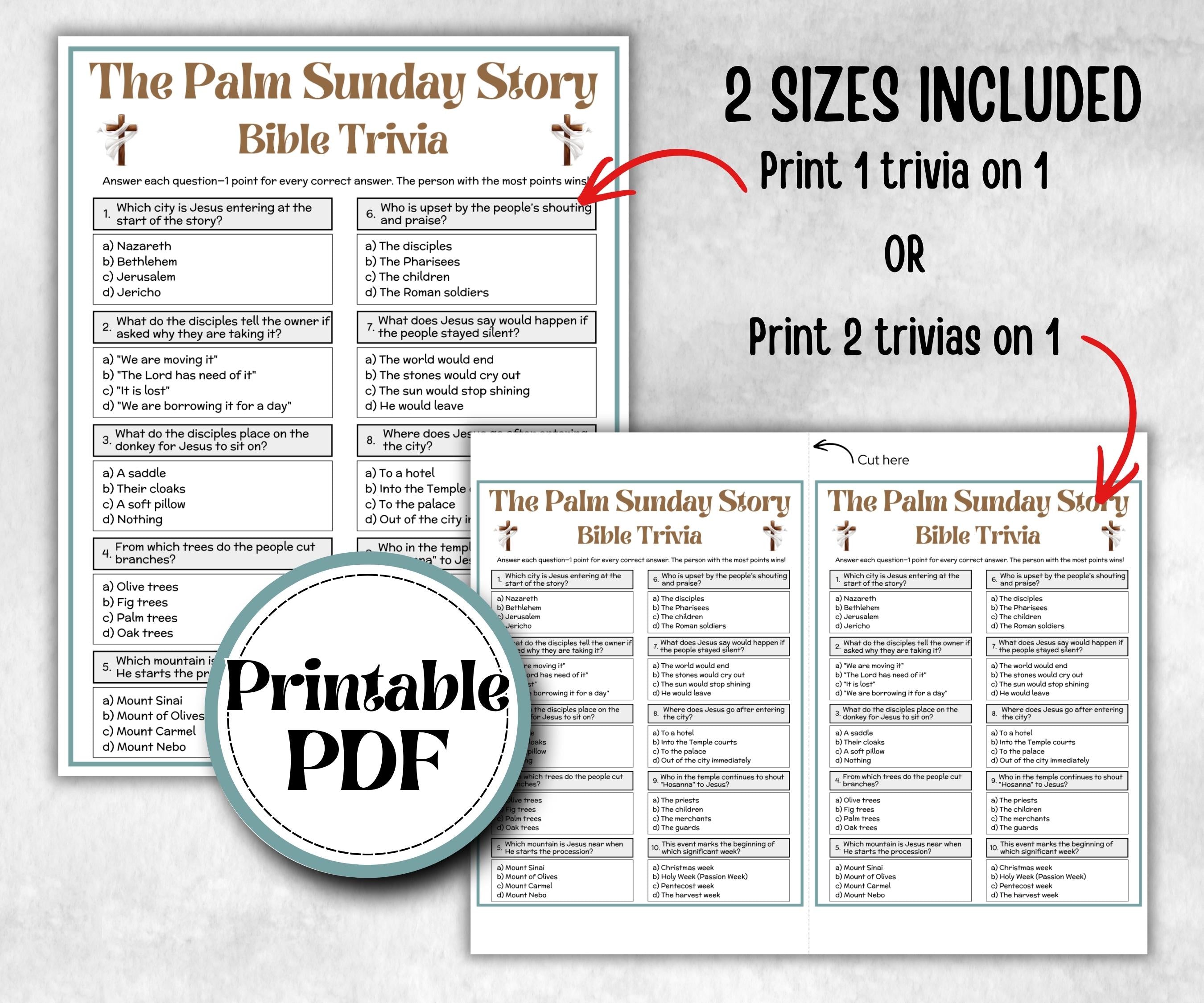 The Palm Sunday story - Bible Trivia