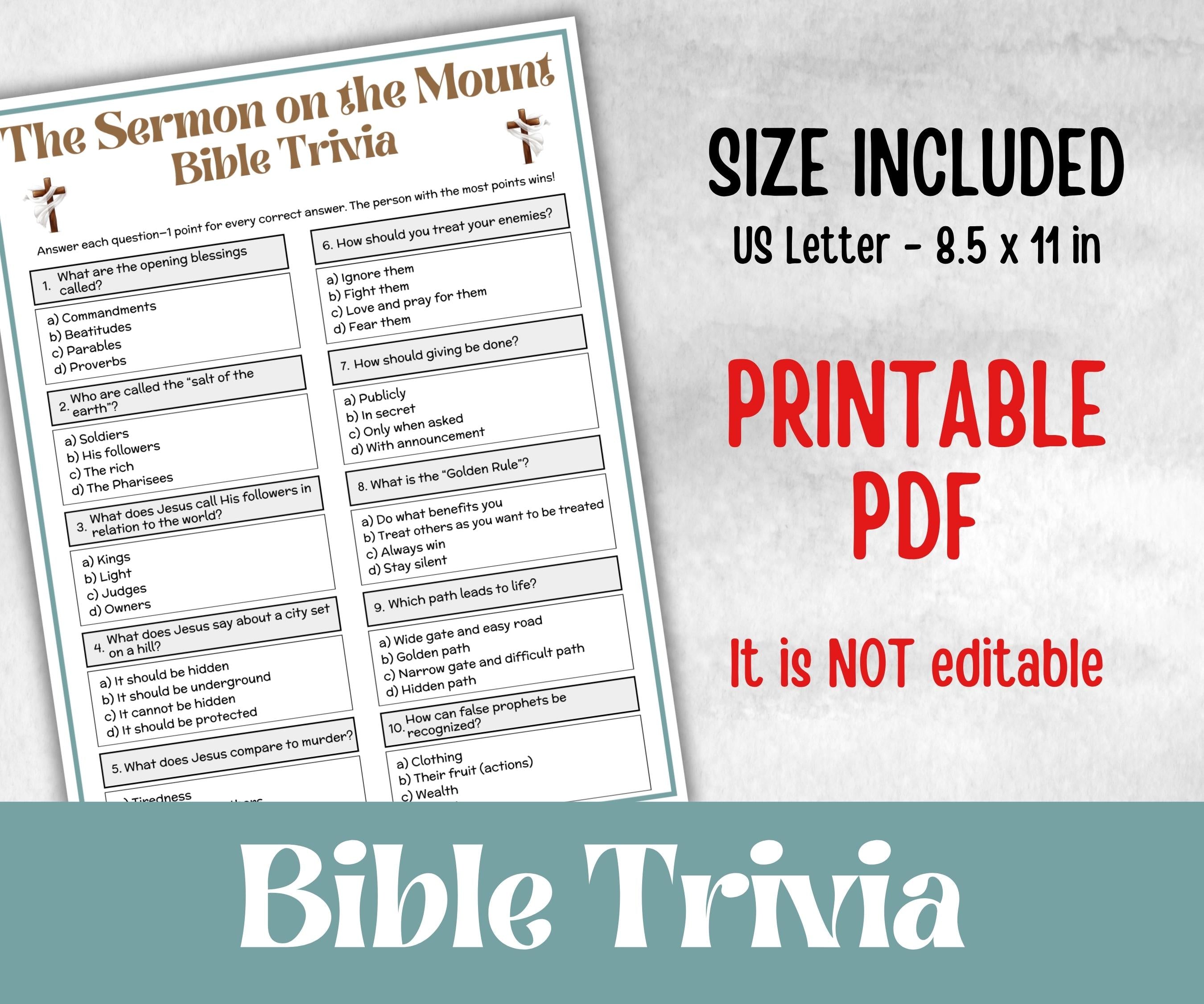 Bible - The Sermon on the Mount Trivia
