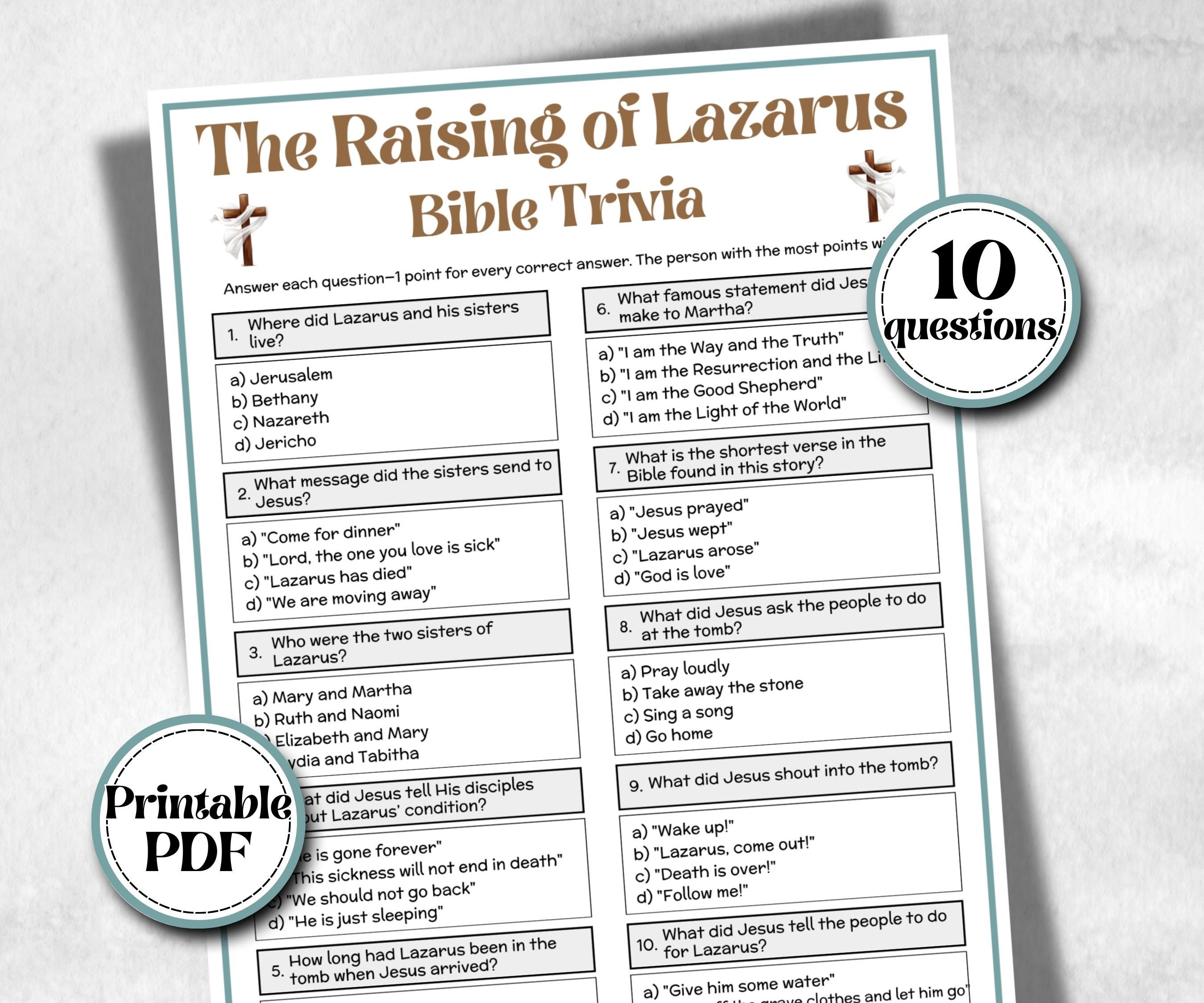 Bible - The Raising of Lazarus Trivia