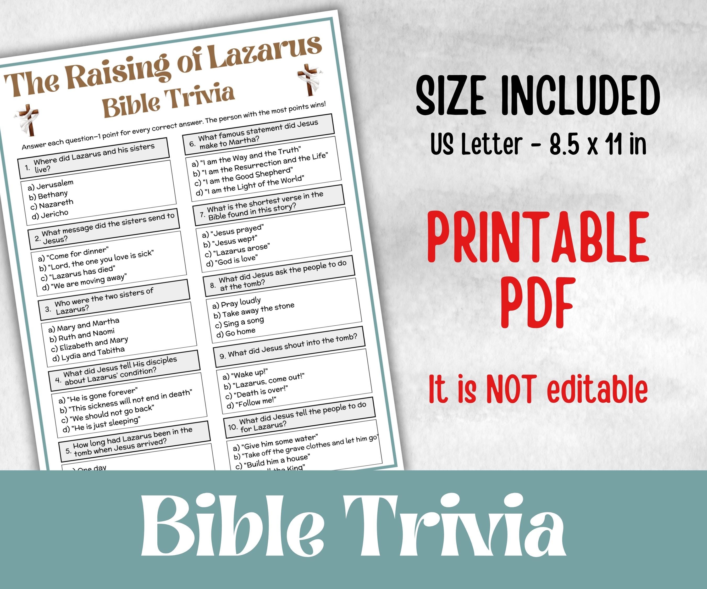 Bible - The Raising of Lazarus Trivia