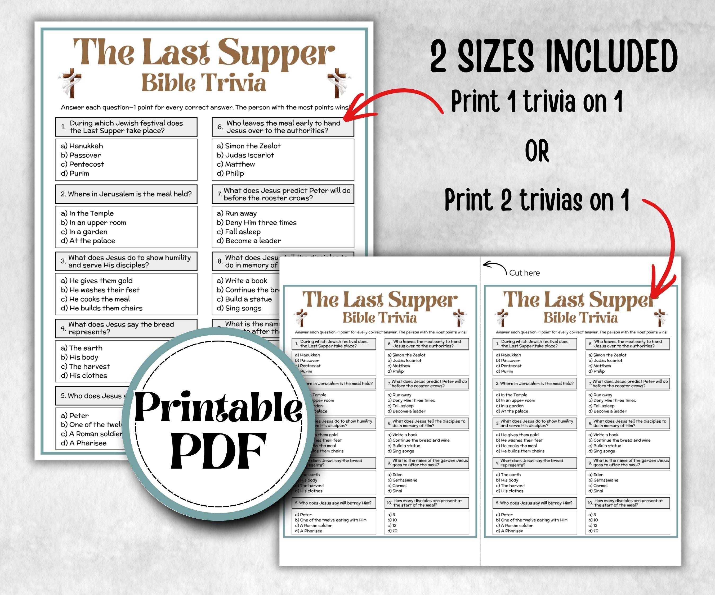 Bible - The Last Supper Trivia