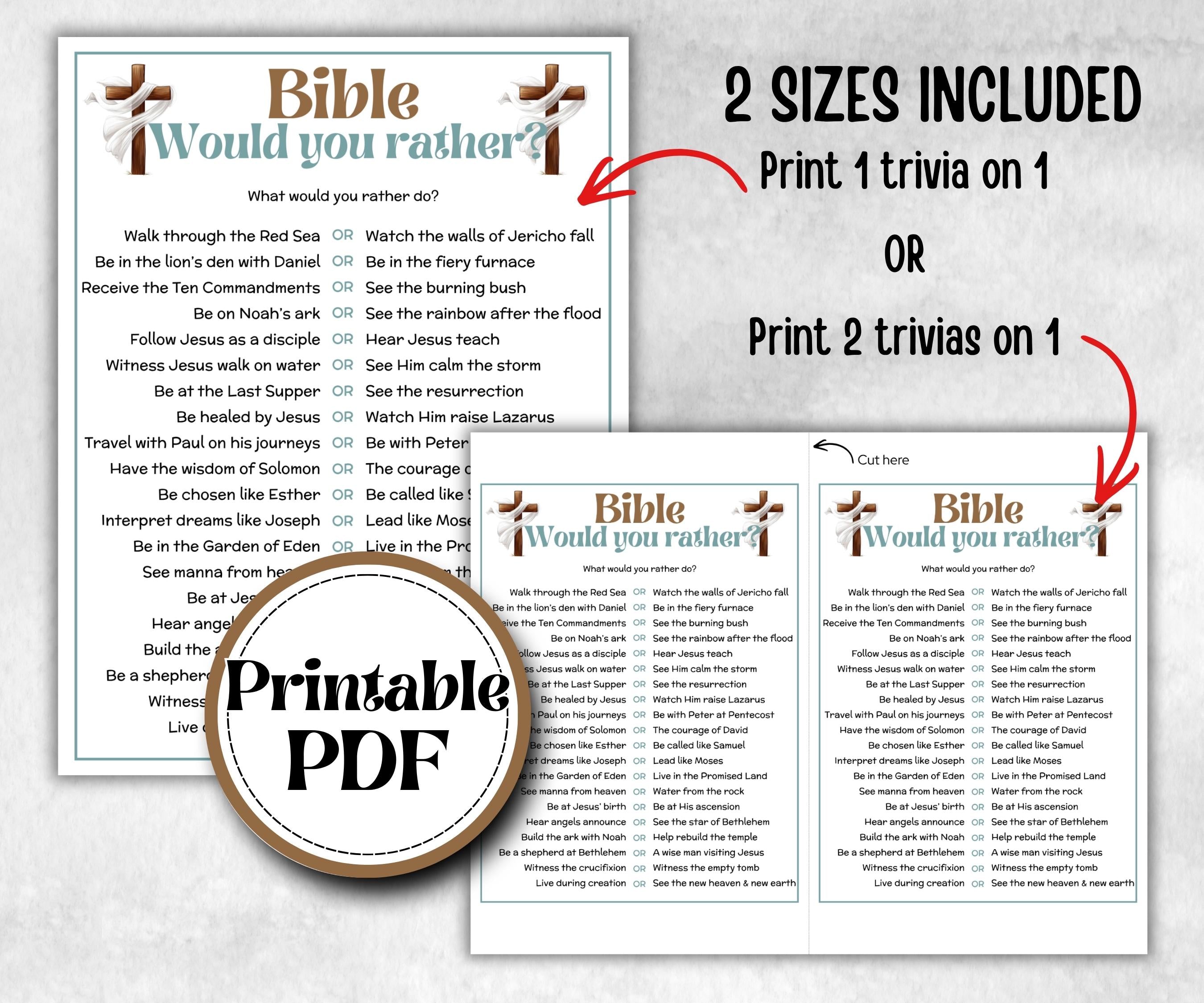 Bible Would You Rather, Bible Study riddle, Holiday Bible Camp, womens retreat group, This or That Family Game Night party, teen bible games