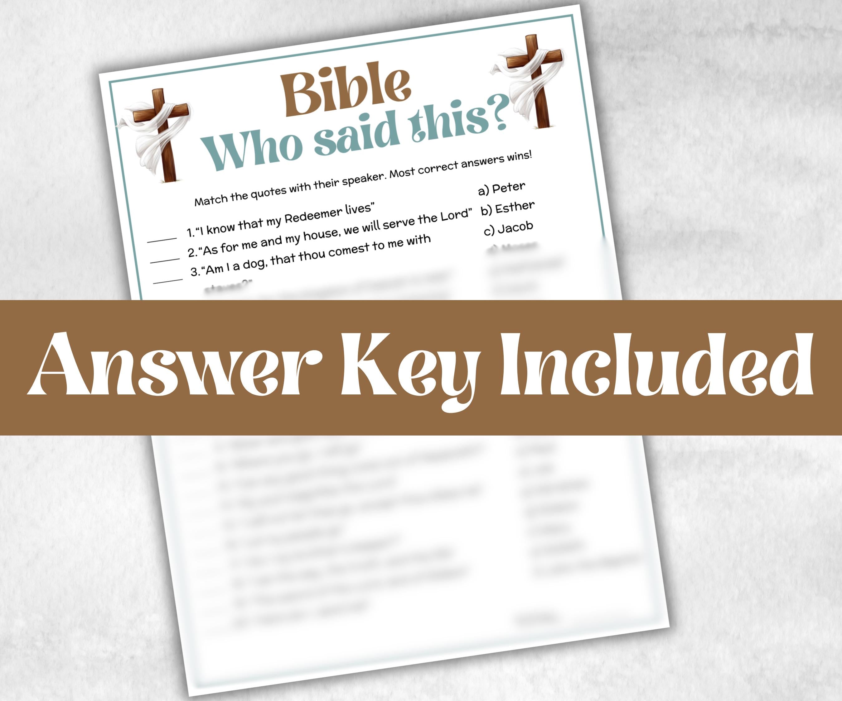 Who Said this trivia, Bible Study riddle, Holiday Bible Camp, womens retreat group, New Testament, Old Testament, Family Game Night party