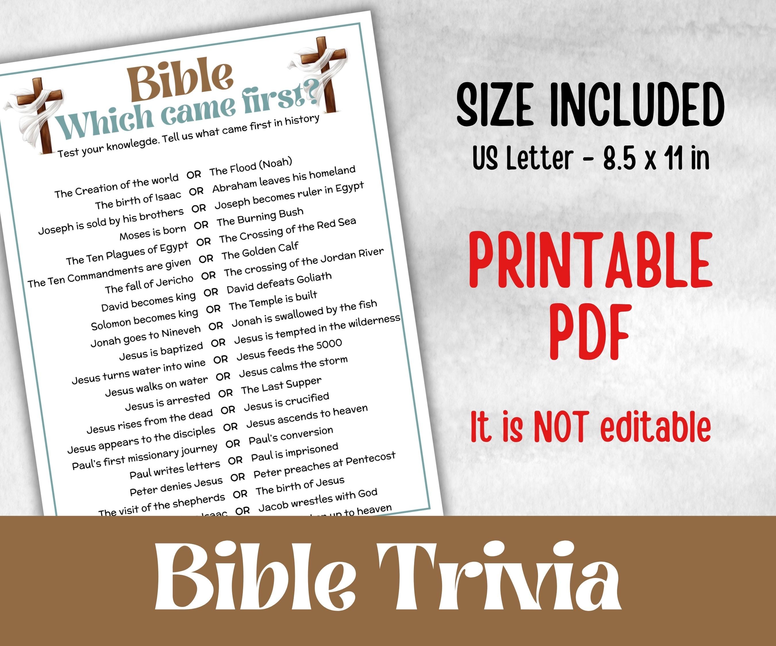 Bible Which Came First, Bible Study riddle, Holiday Bible Camp, womens retreat group, New Testament, Old Testament, Family Game Night party