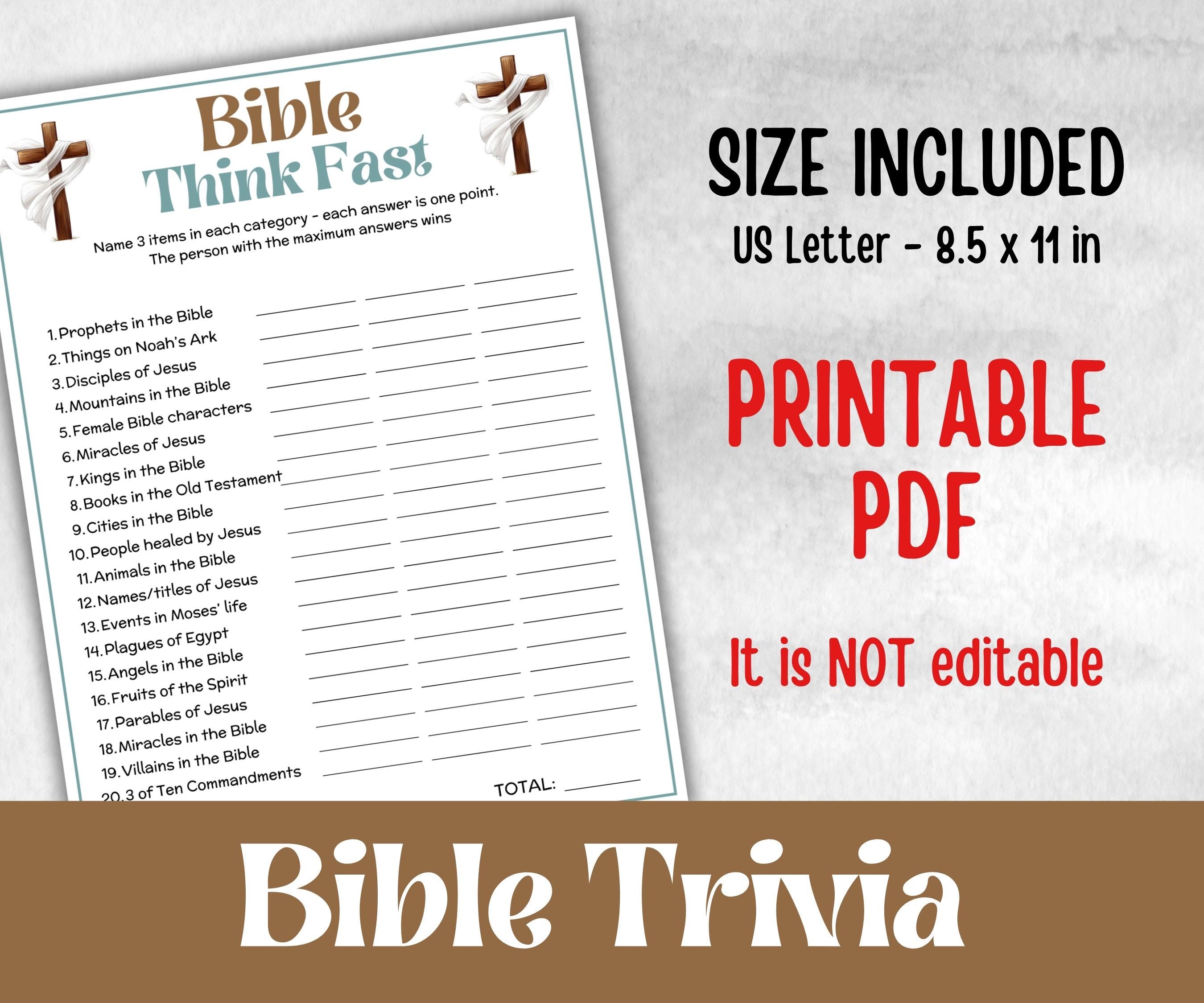 Bible Think Fast, Bible Study riddle, Holiday Bible Camp, womens retreat group, bible icebreaker, Family Game Night, characters, easter game